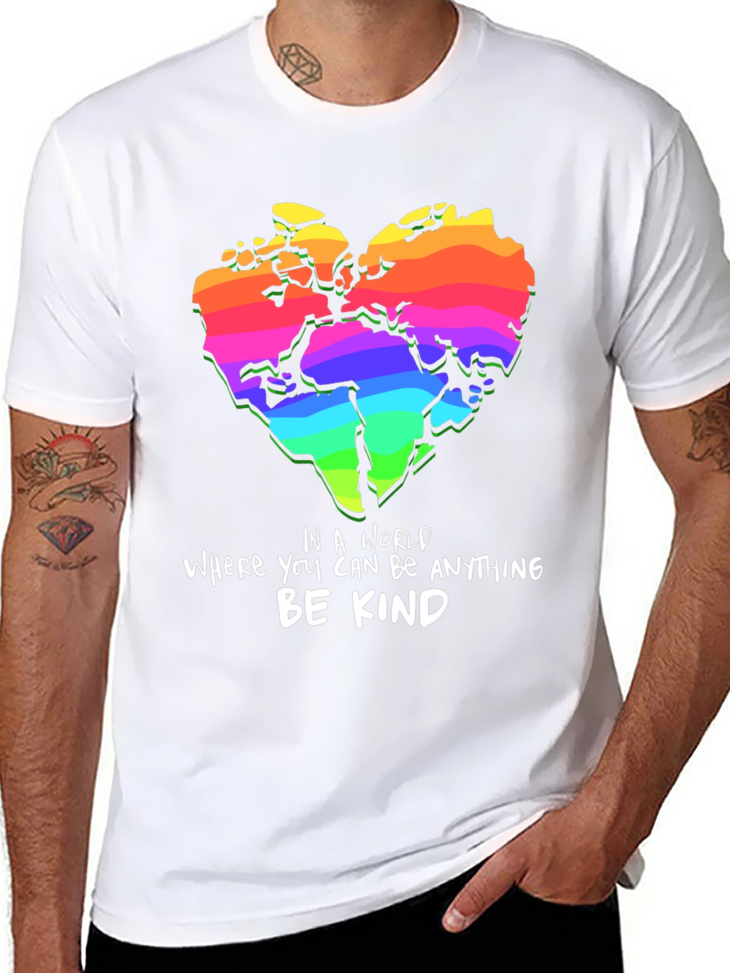 Be Kind Rainbow World Heart T-Shirt