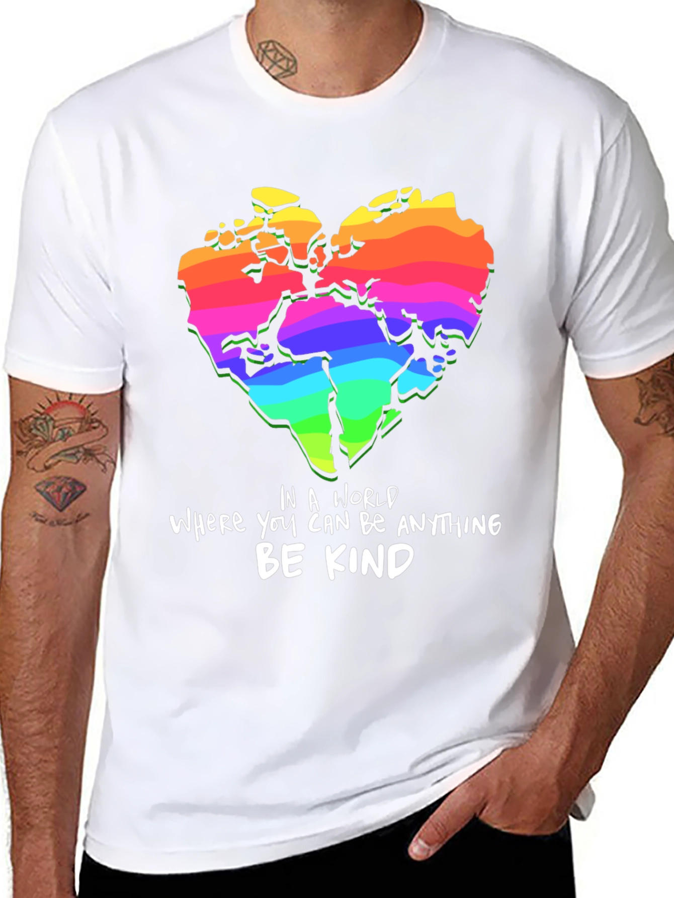 Be Kind Rainbow World Heart T-Shirt