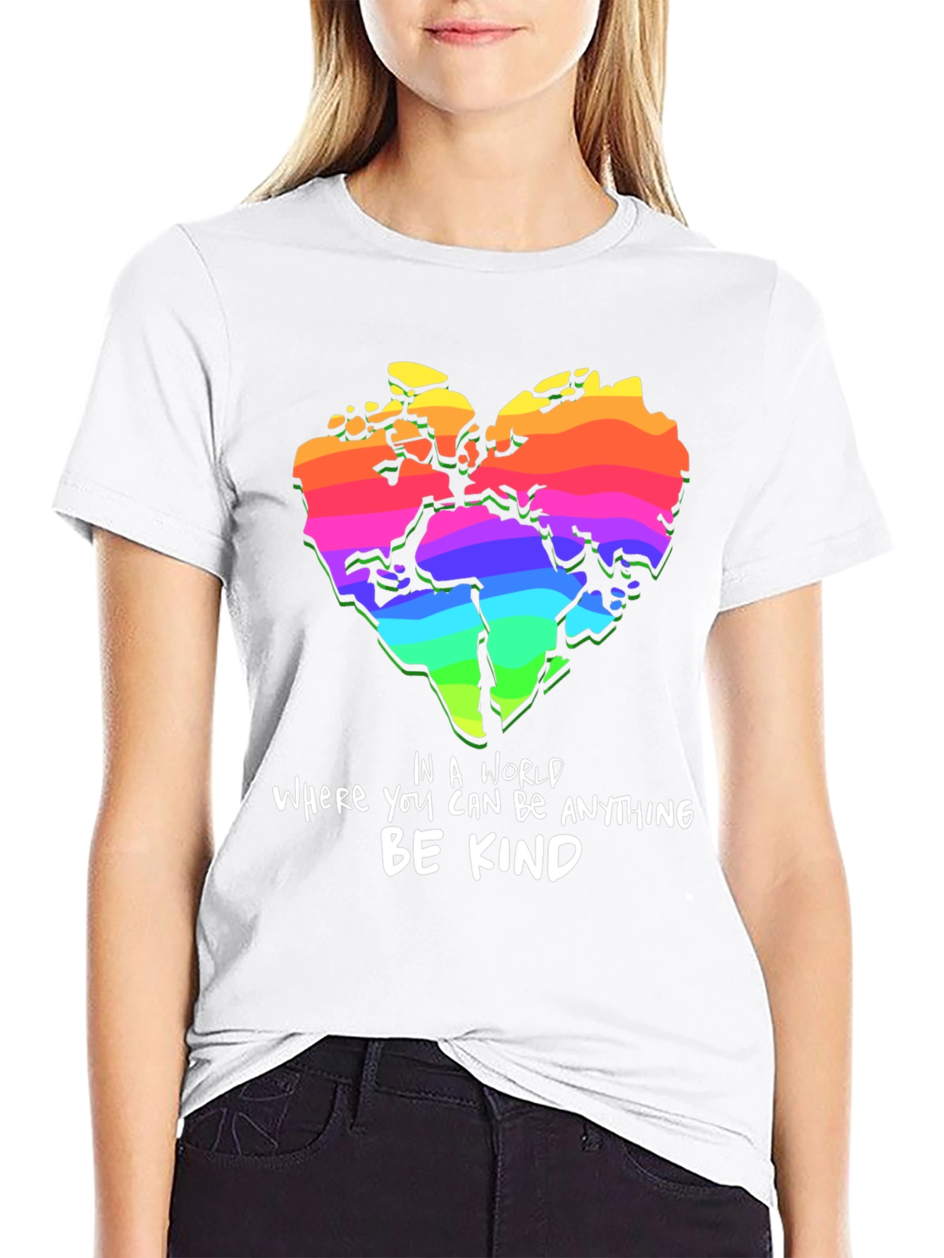 Be Kind Rainbow World Heart T-Shirt