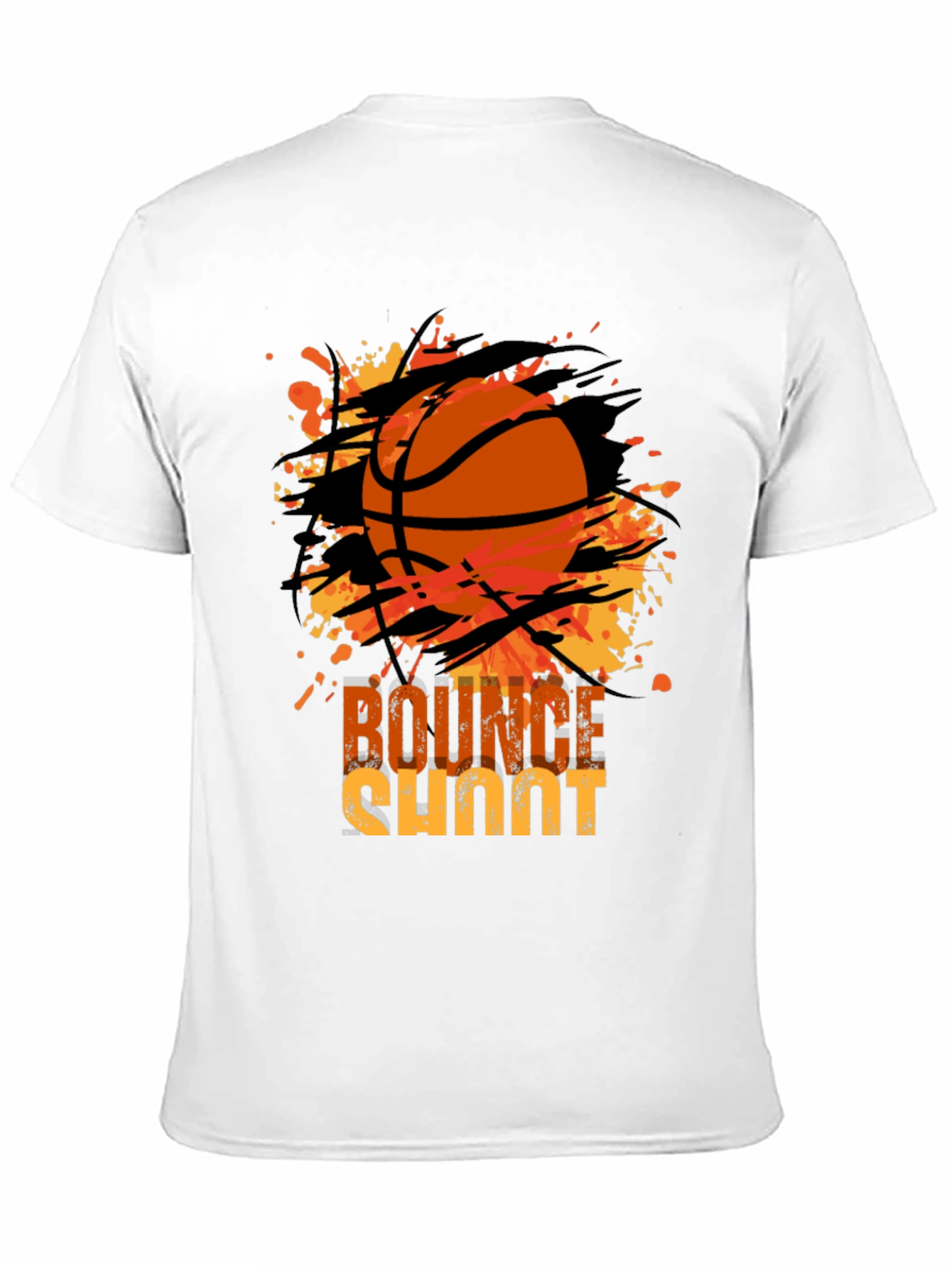 Basketball Bounce Shoot Graphic Tee - Black Cotton