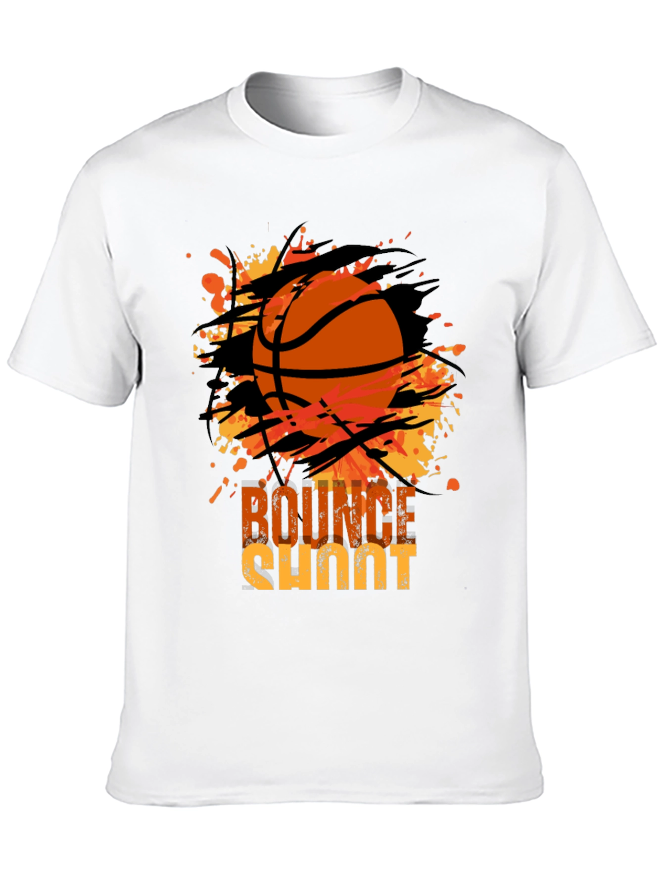 Basketball Bounce Shoot Graphic Tee - Black Cotton