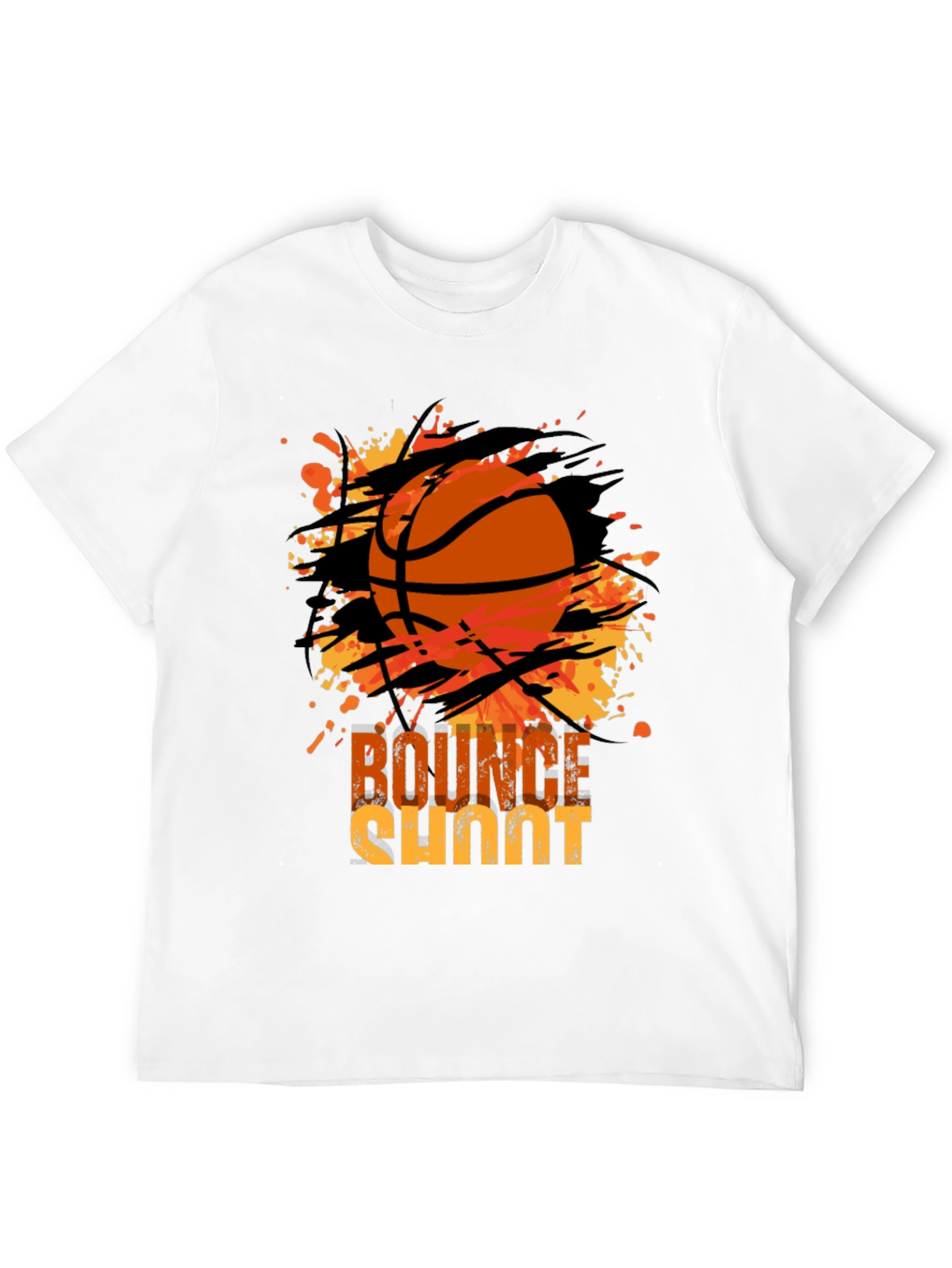 Basketball Bounce Shoot Graphic Tee - Black Cotton