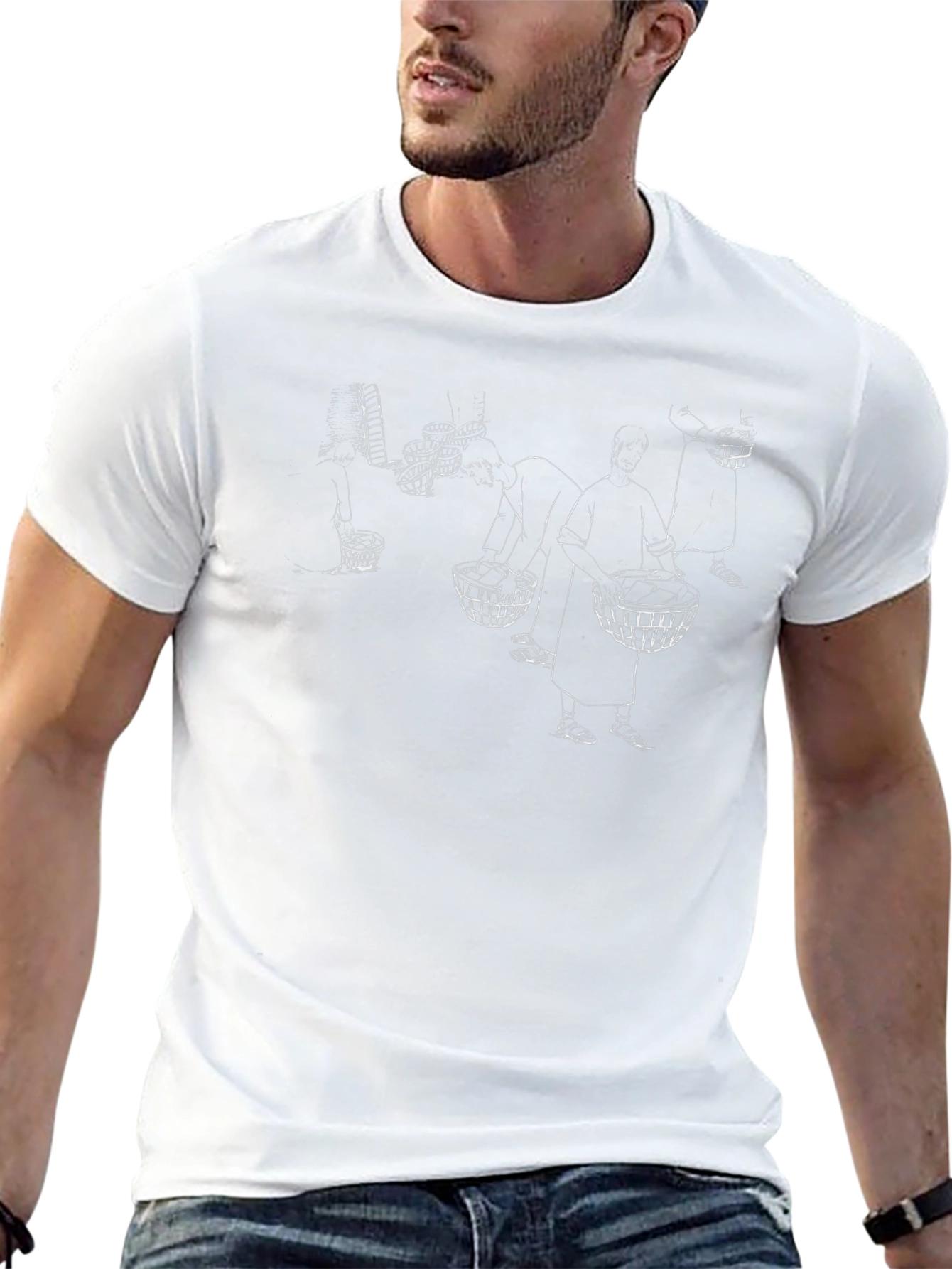 Unique Black T-Shirt with Hand-Drawn Illustration