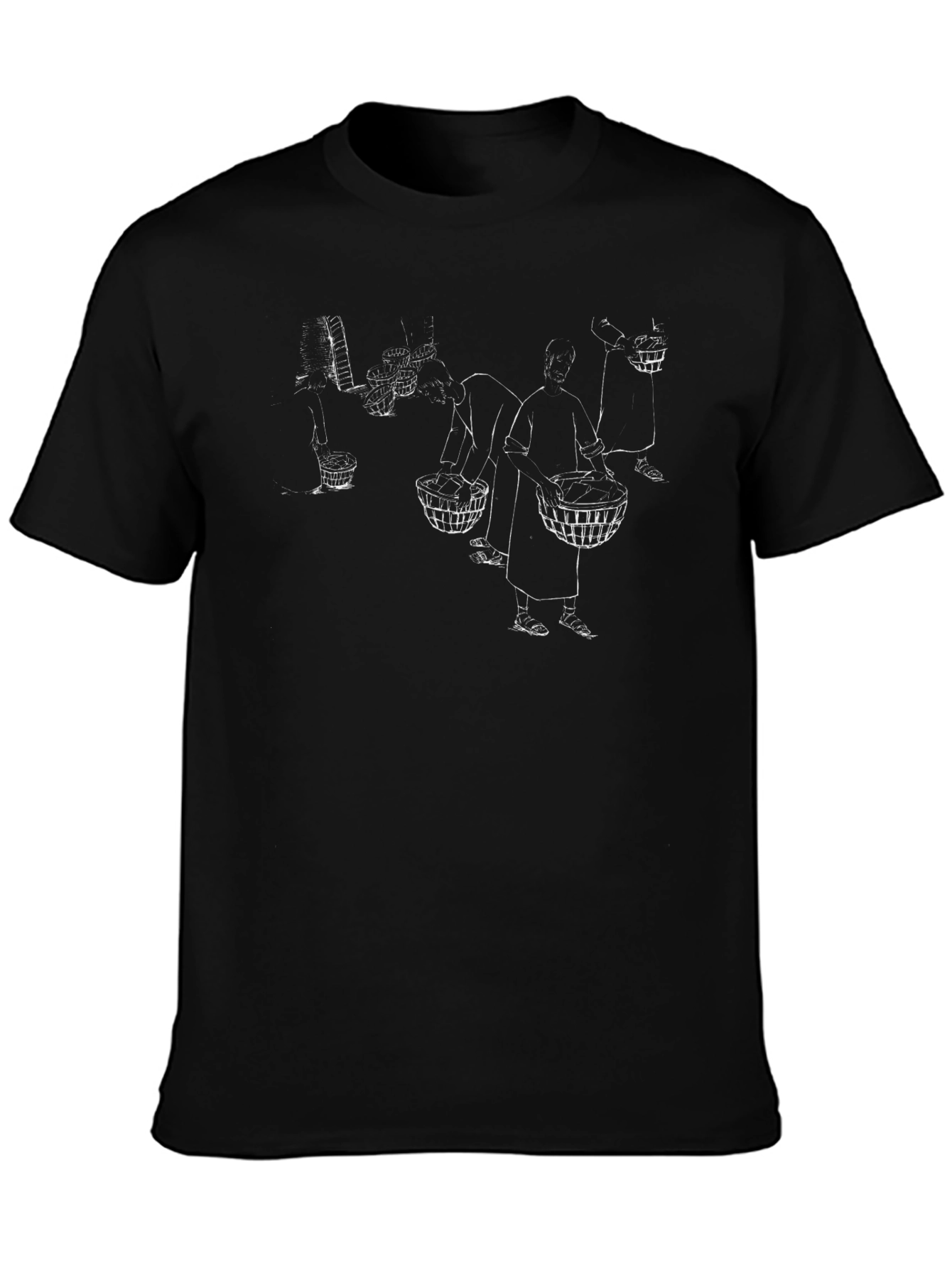 Unique Black T-Shirt with Hand-Drawn Illustration