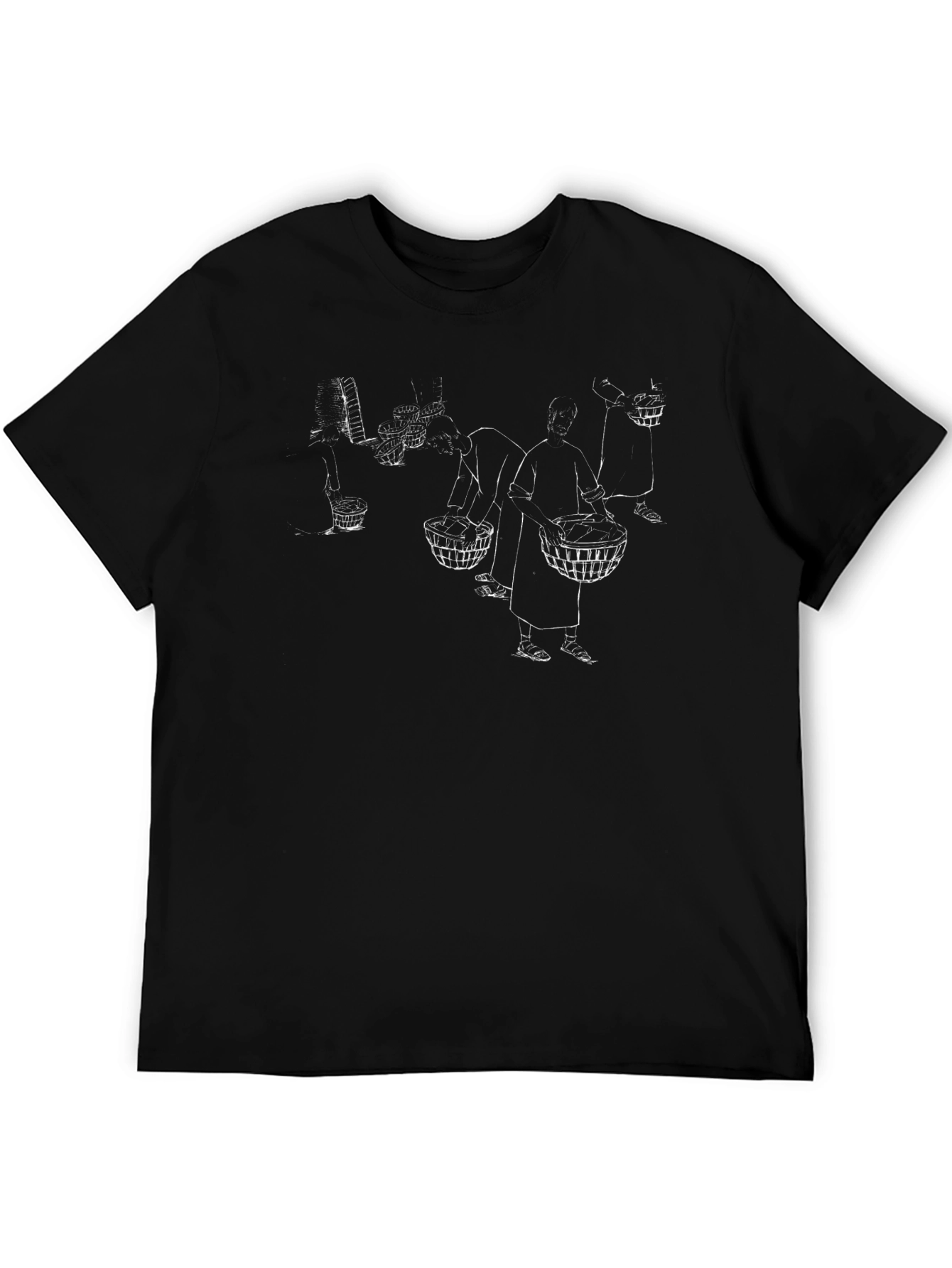 Unique Black T-Shirt with Hand-Drawn Illustration