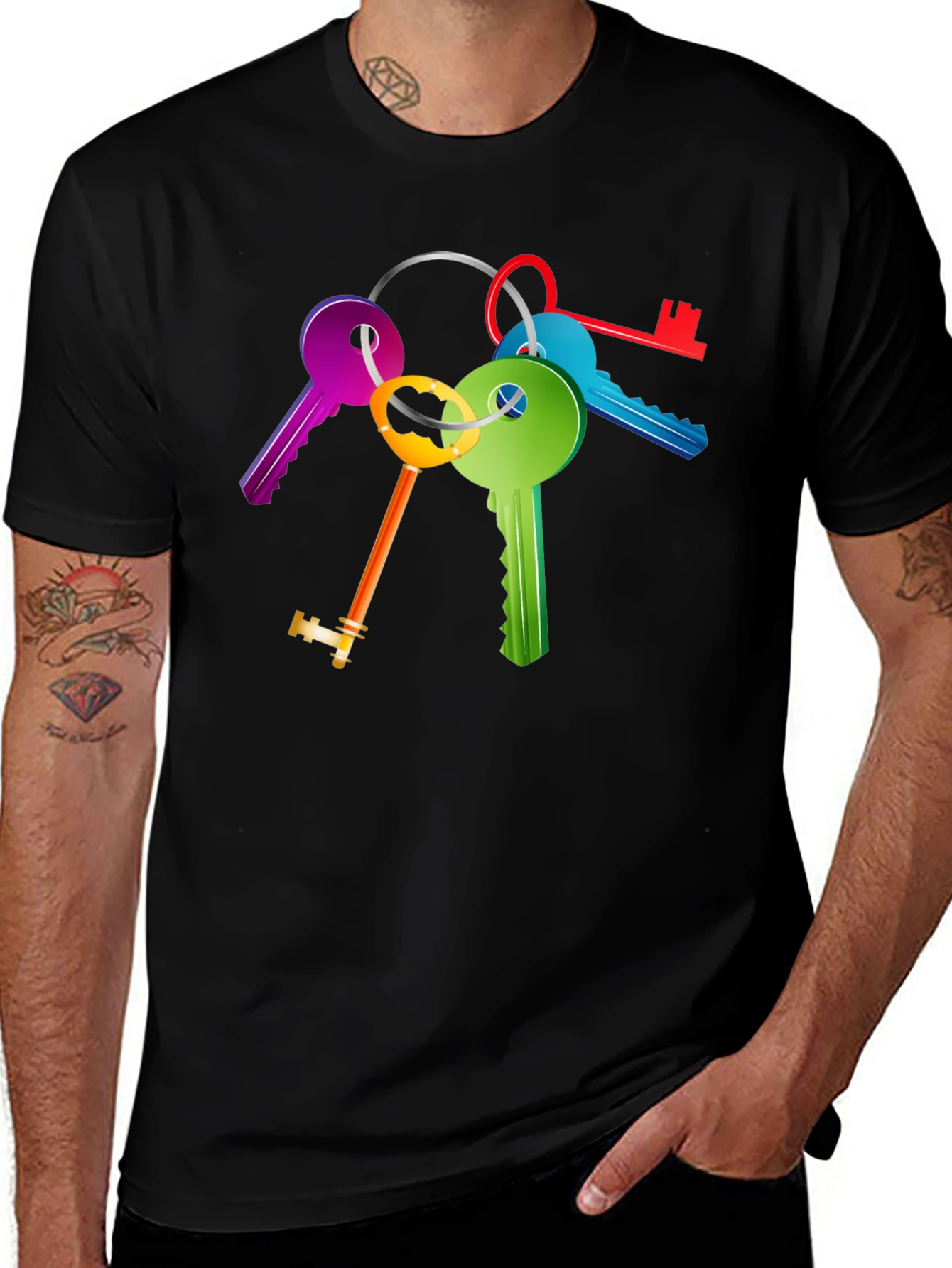 Colorful Keys Graphic Tee - Unique Design