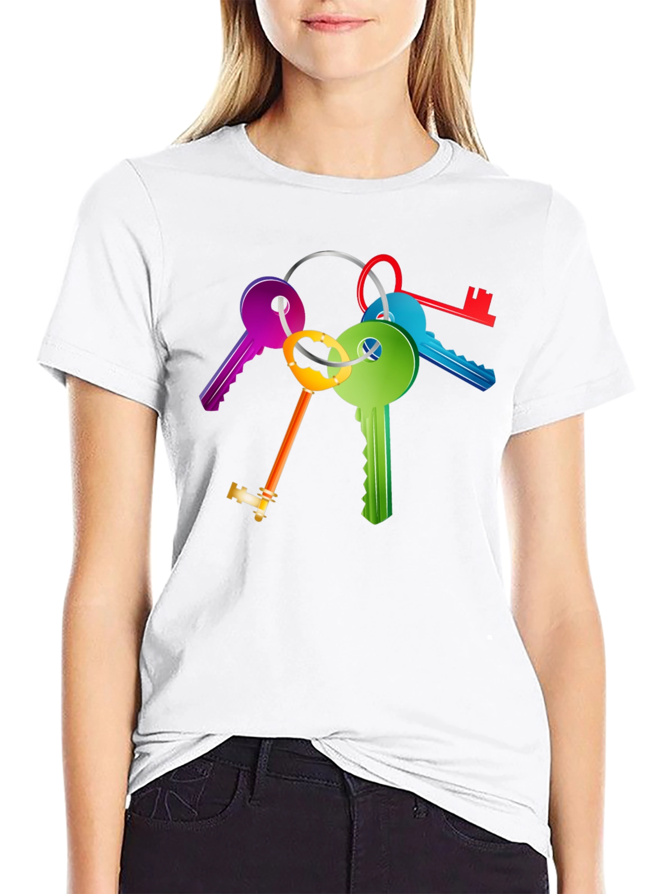 Colorful Keys Graphic Tee - Unique Design