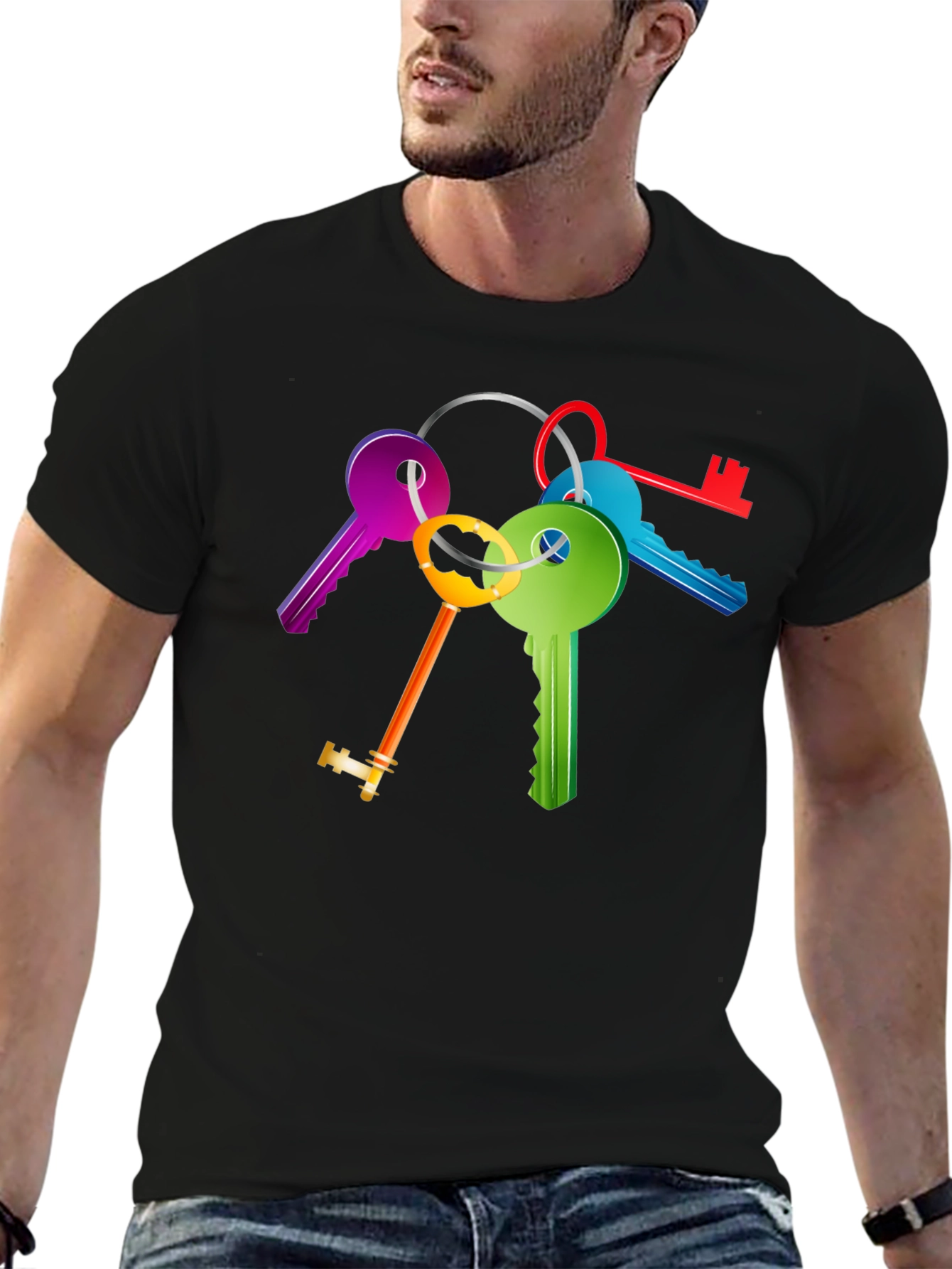 Colorful Keys Graphic Tee - Unique Design