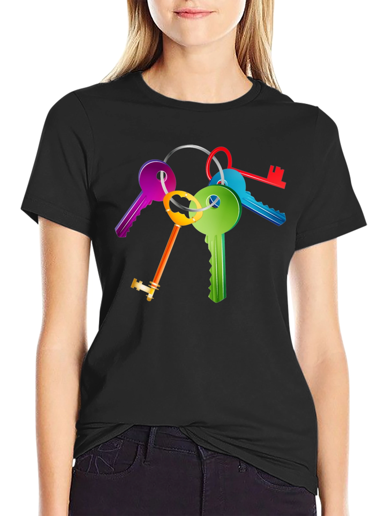 Colorful Keys Graphic Tee - Unique Design