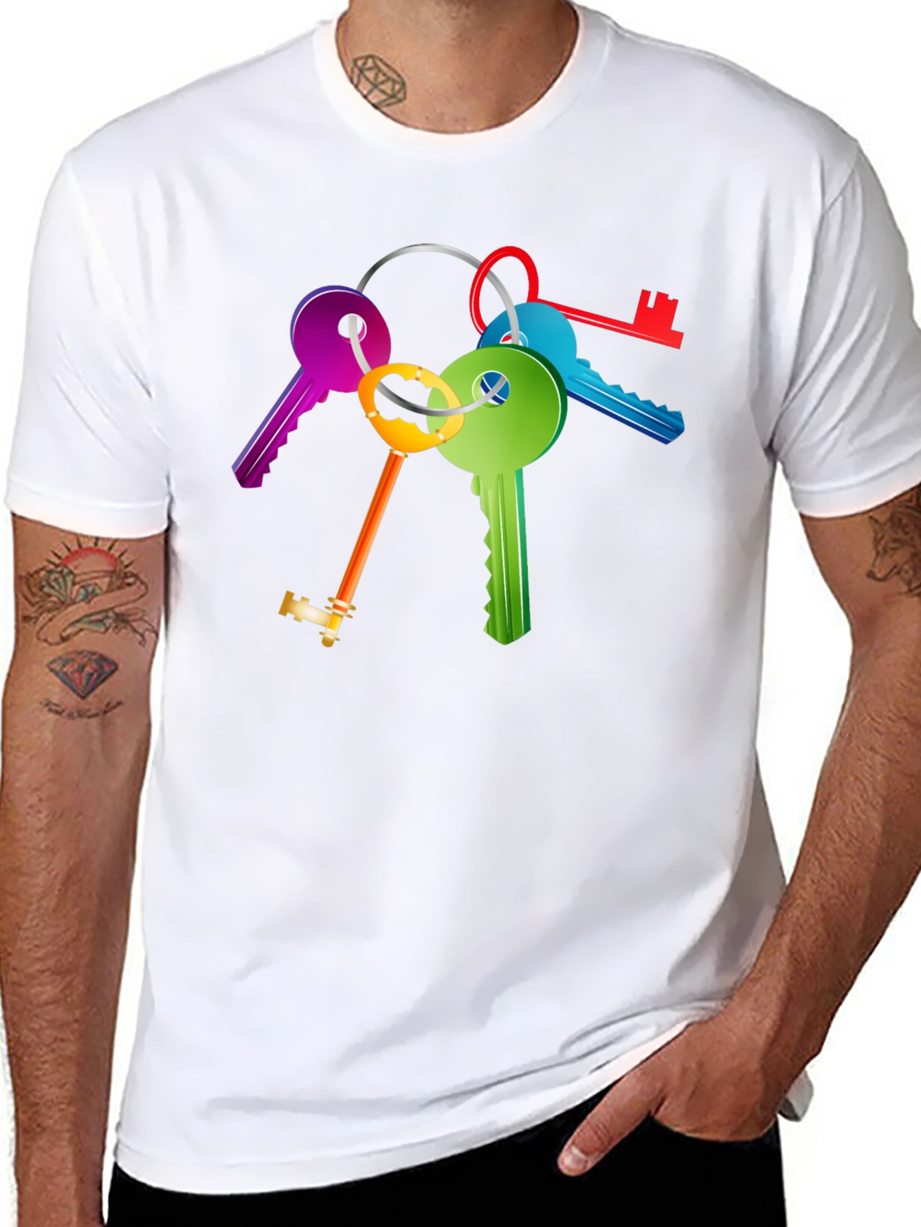 Colorful Keys Graphic Tee - Unique Design