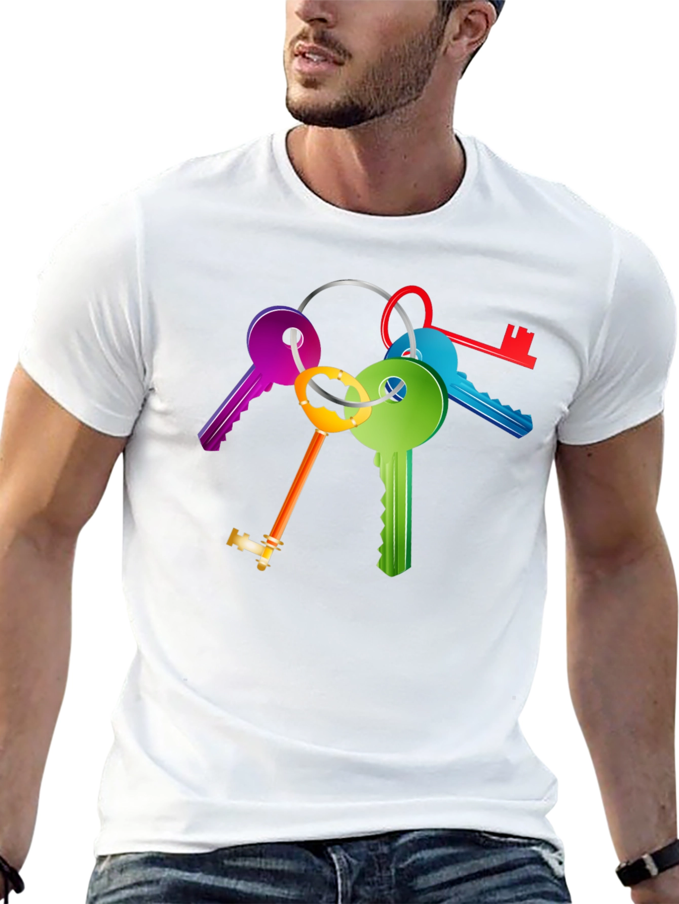 Colorful Keys Graphic Tee - Unique Design