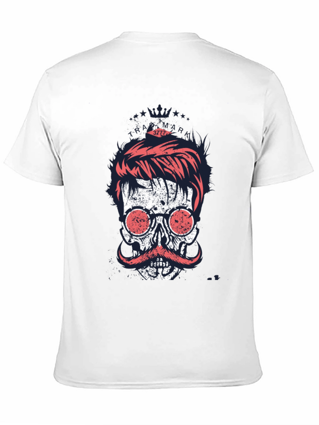 Cool Skull with Mustache Graphic Print T-Shirt