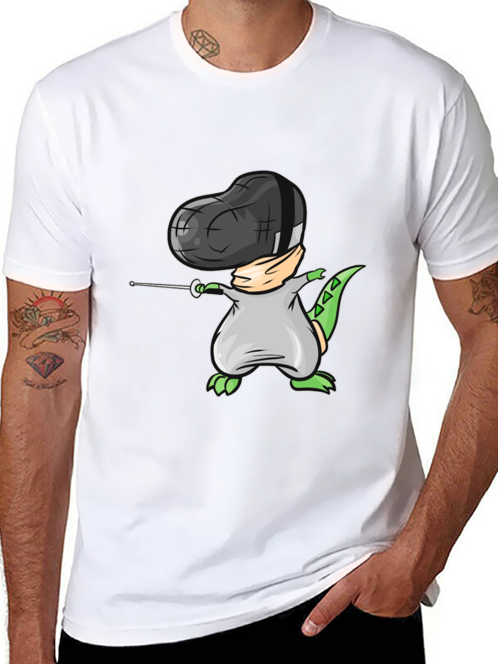 Dino Fencing Black T-Shirt