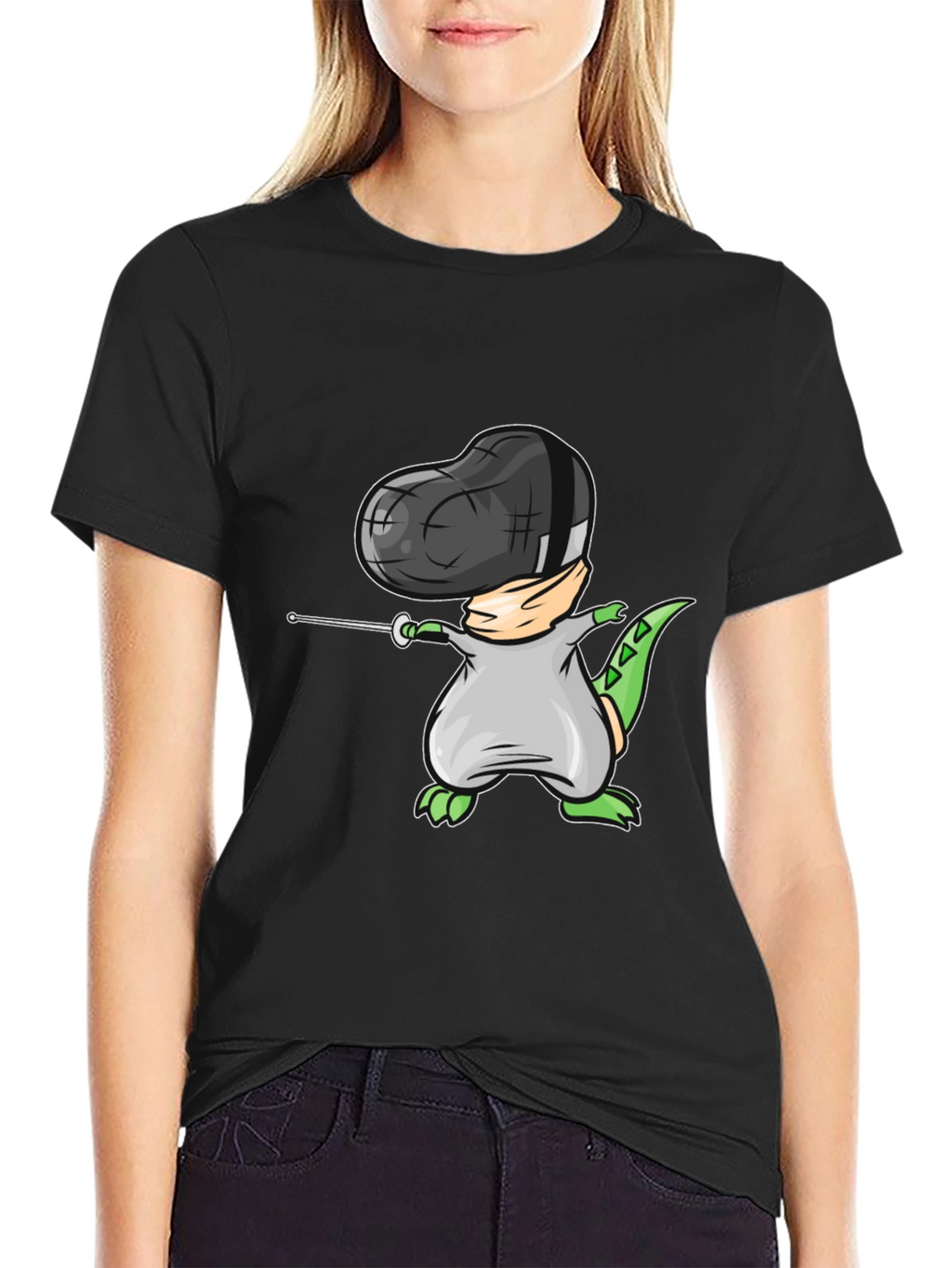 Dino Fencing Black T-Shirt