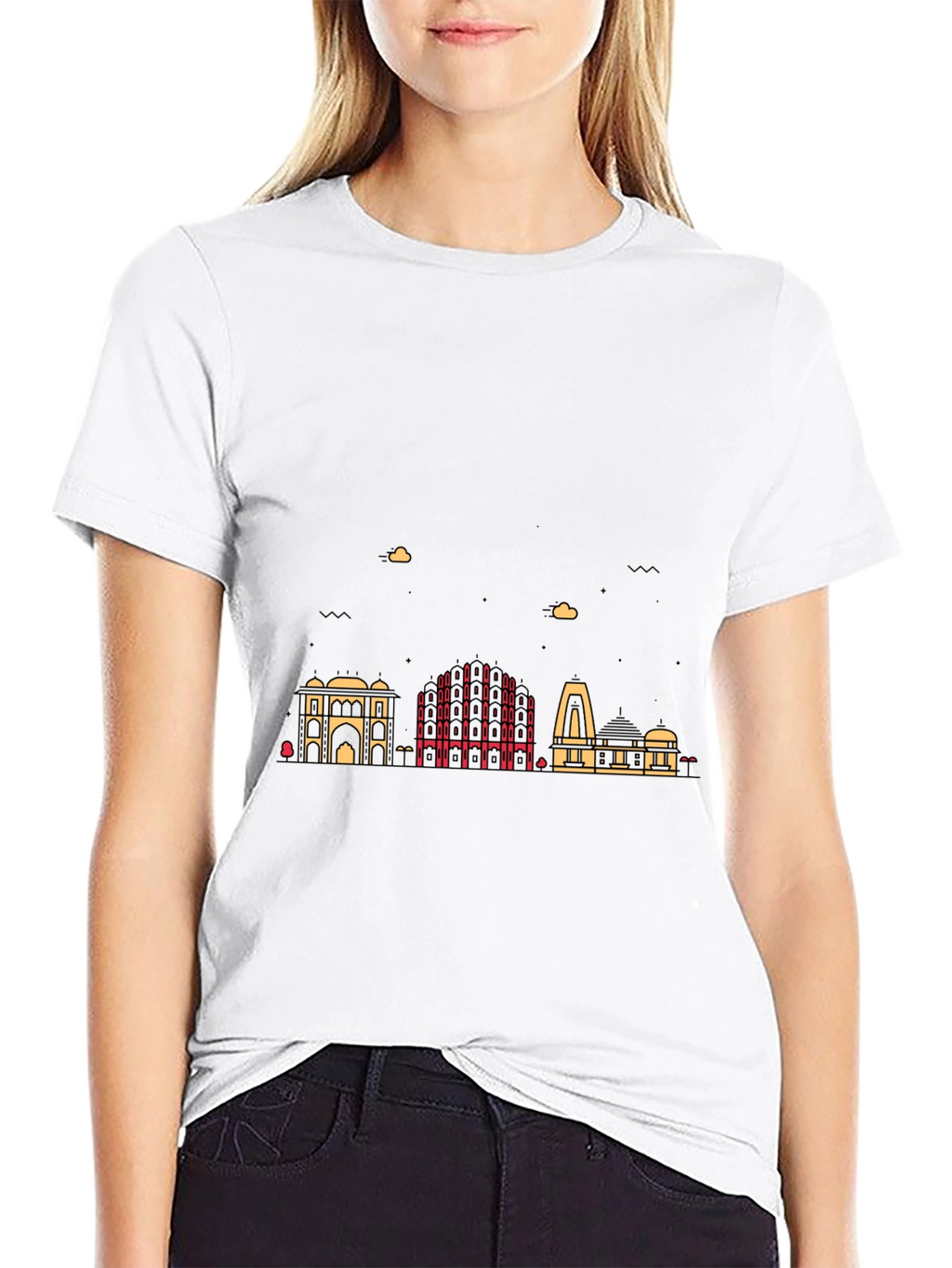 Cityscape Graphic Print Mens Black T-Shirt