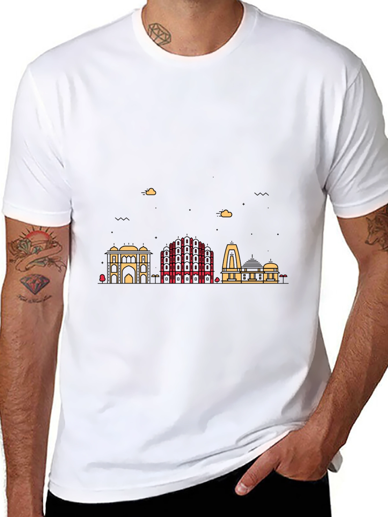 Cityscape Graphic Print Mens Black T-Shirt