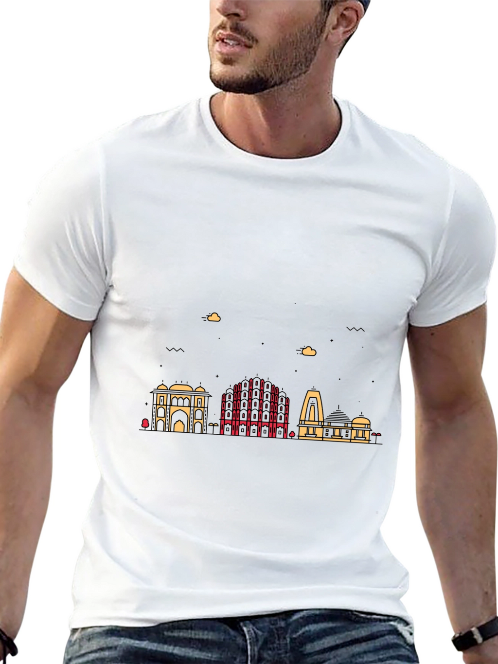 Cityscape Graphic Print Mens Black T-Shirt