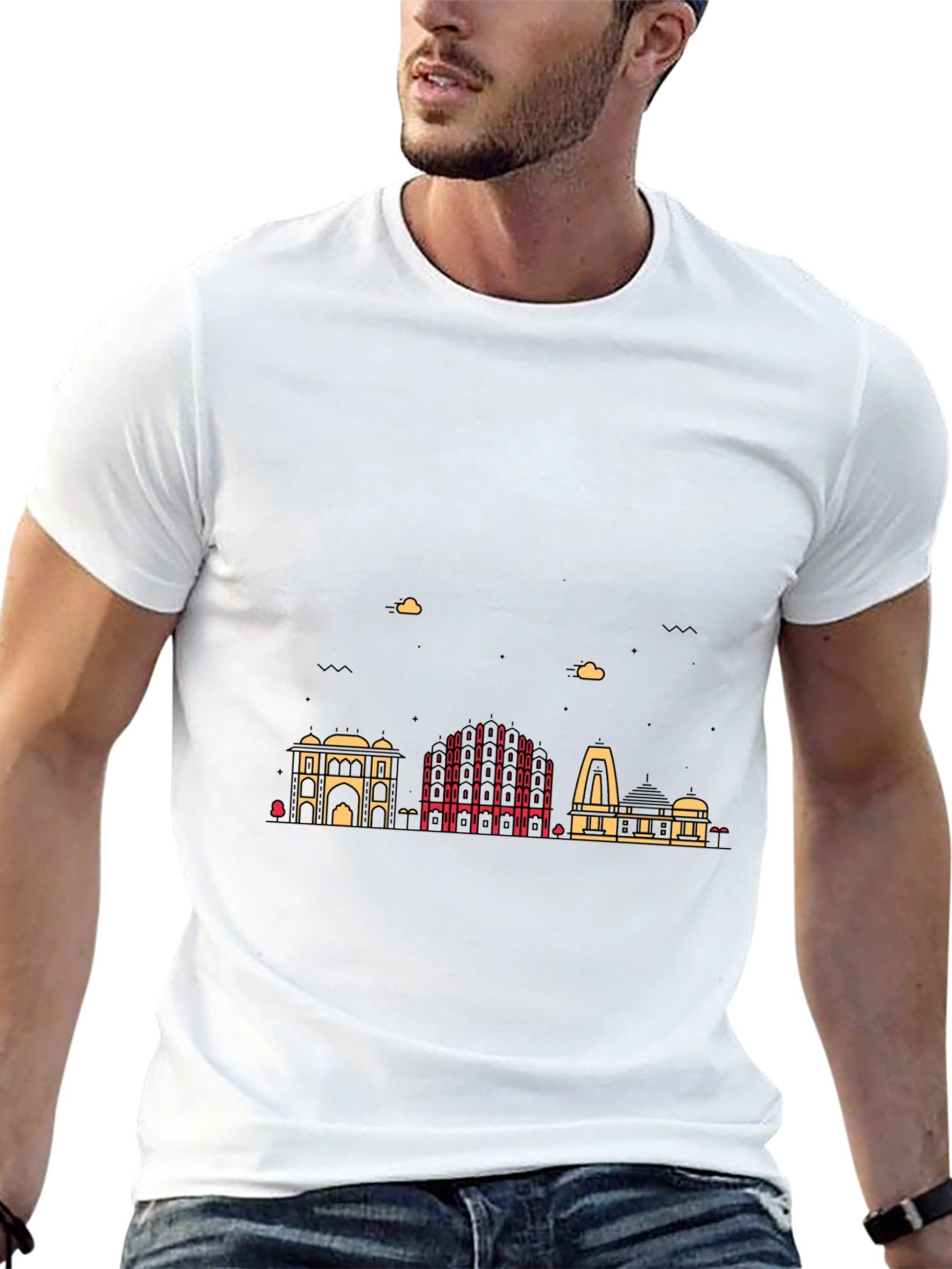 Cityscape Graphic Print Mens Black T-Shirt