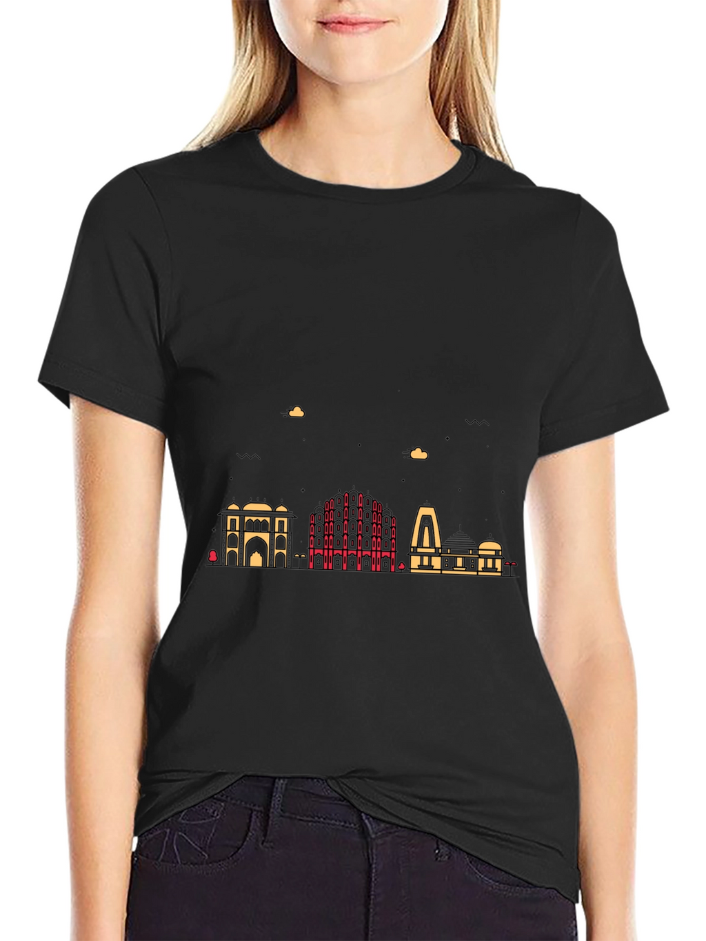 Cityscape Graphic Print Mens Black T-Shirt