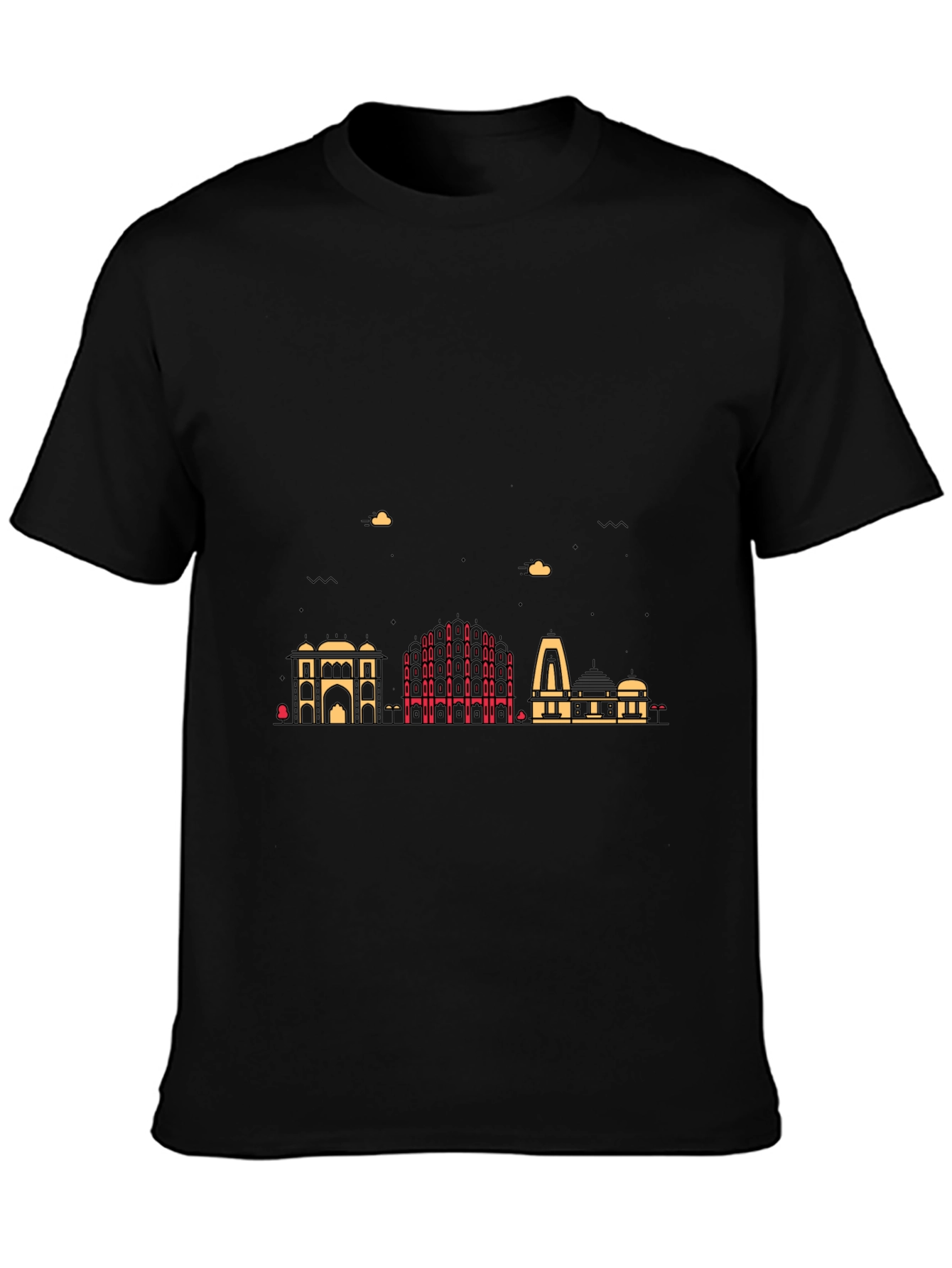 Cityscape Graphic Print Mens Black T-Shirt