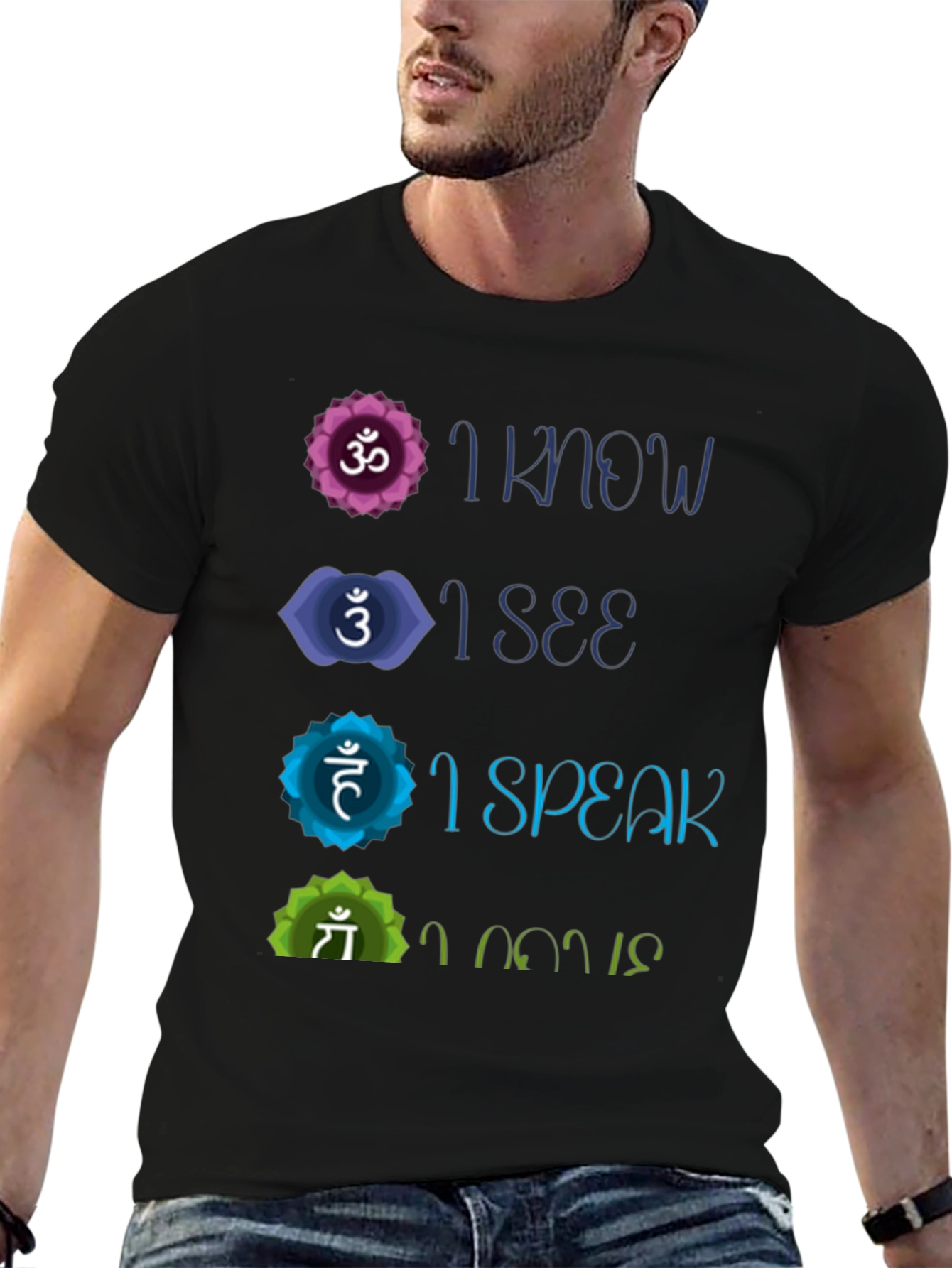 Chakra Affirmation T-Shirt - Know See Speak Believe
