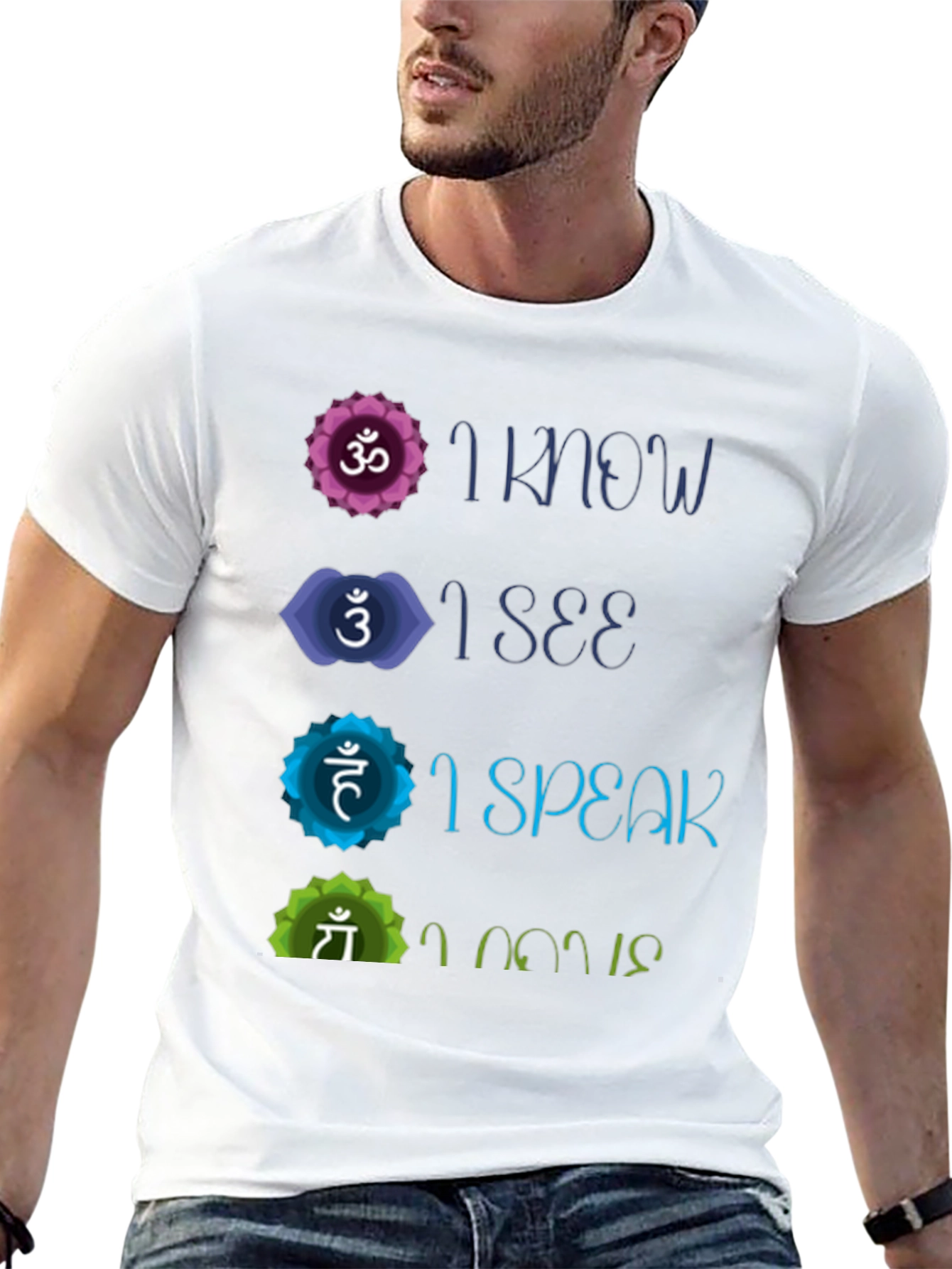 Chakra Affirmation T-Shirt - Know See Speak Believe