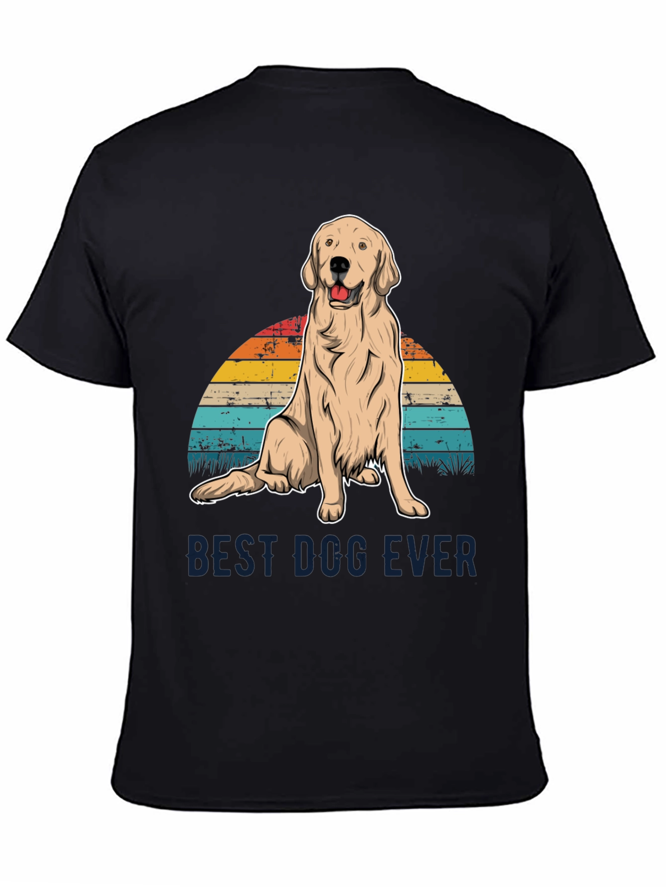 Best Dog Ever Graphic Tee - Golden Retriever Sunset T-Shirt