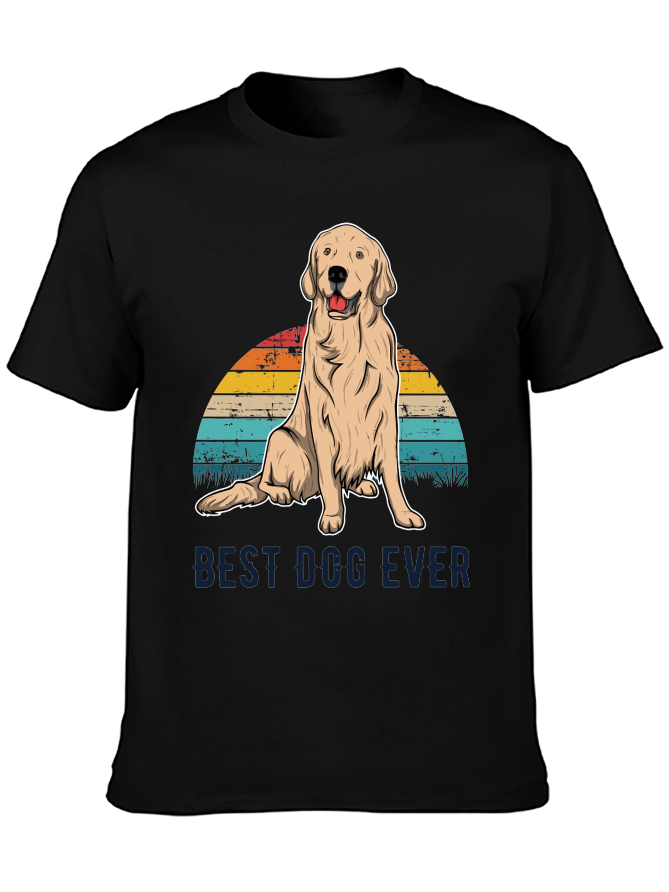Best Dog Ever Graphic Tee - Golden Retriever Sunset T-Shirt