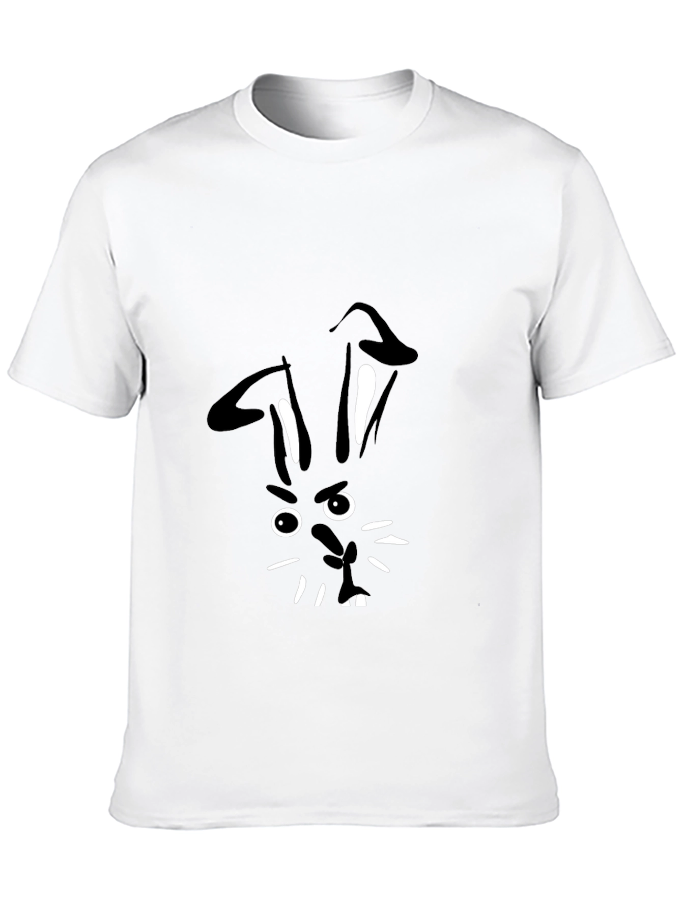 Bunny Face Black T-Shirt - Quirky Graphic Tee