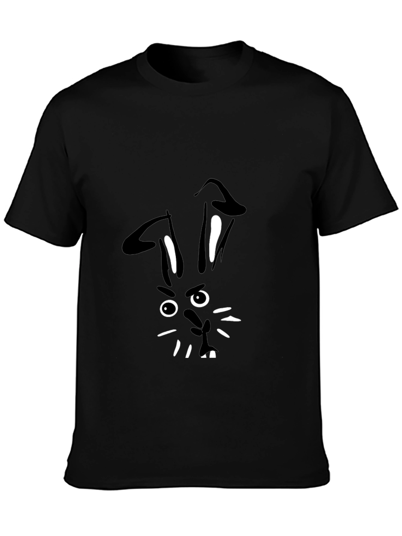 Bunny Face Black T-Shirt - Quirky Graphic Tee
