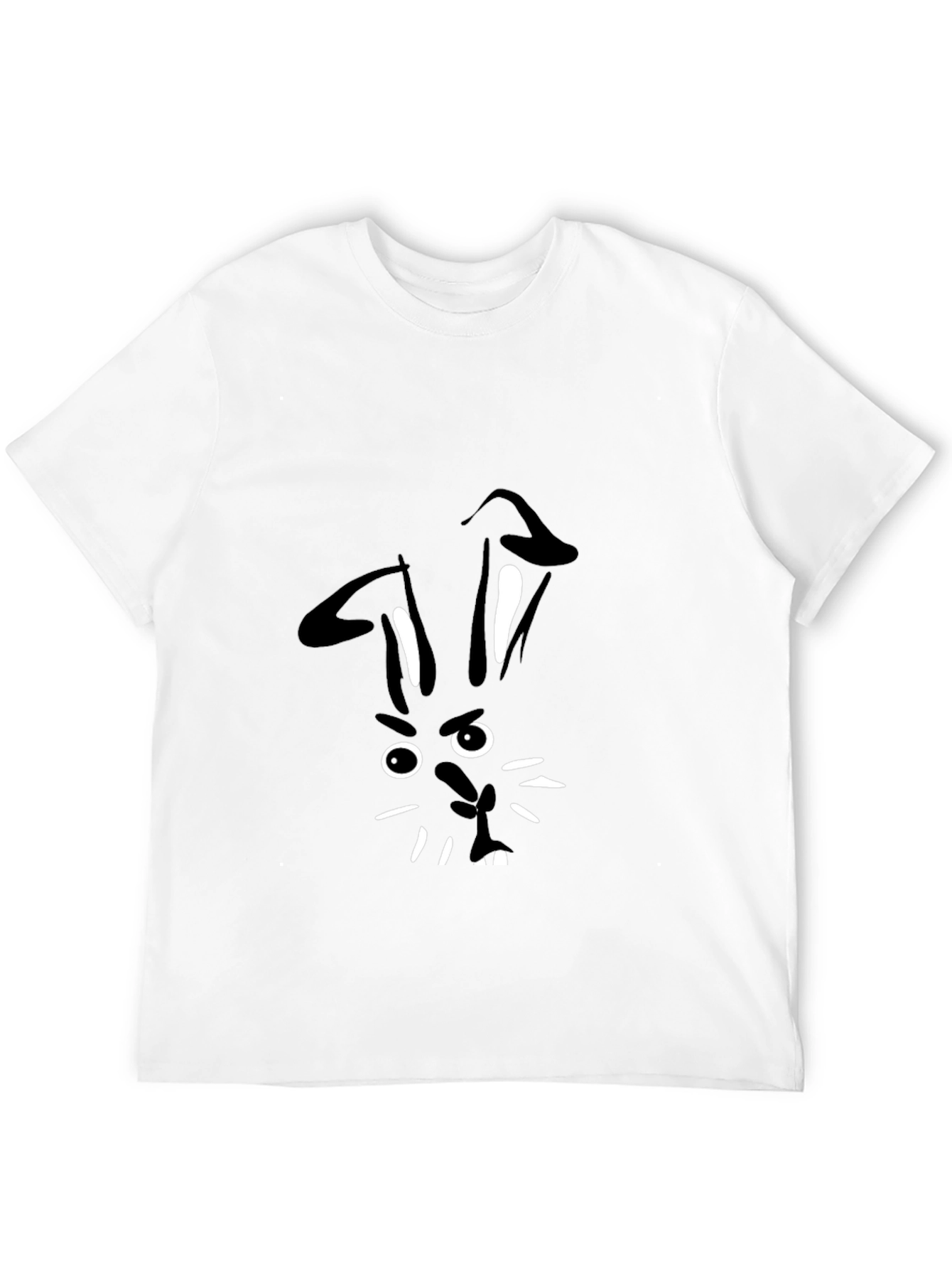 Bunny Face Black T-Shirt - Quirky Graphic Tee