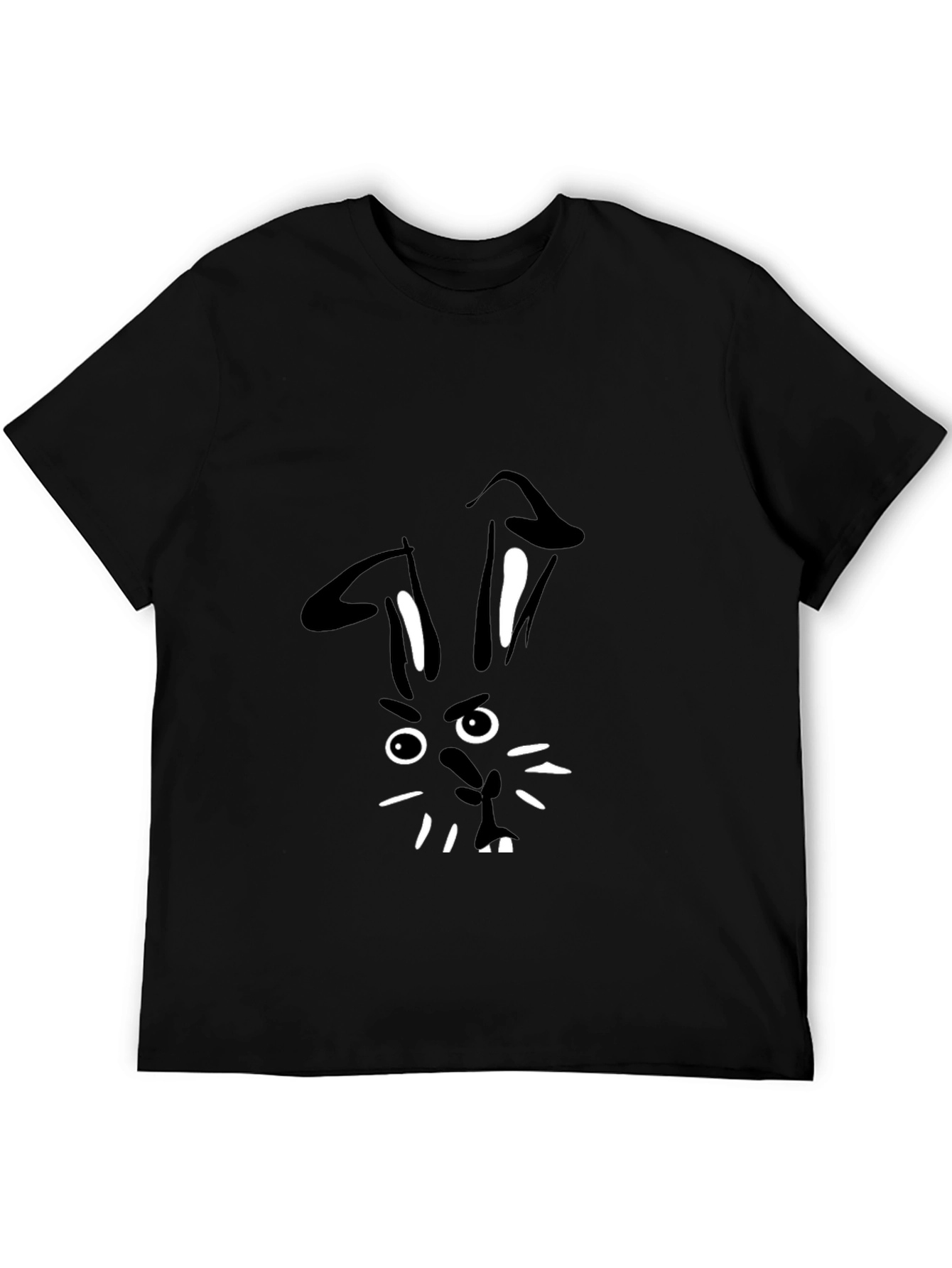 Bunny Face Black T-Shirt - Quirky Graphic Tee