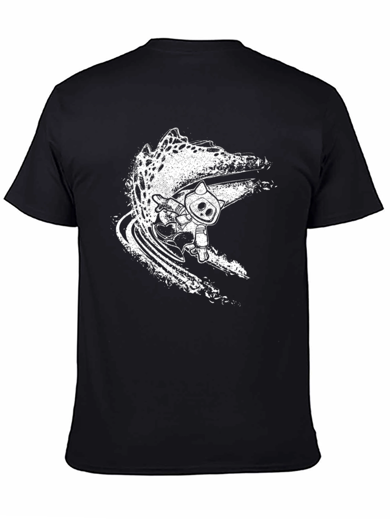 Cool Black Surf Cat Graphic Tee