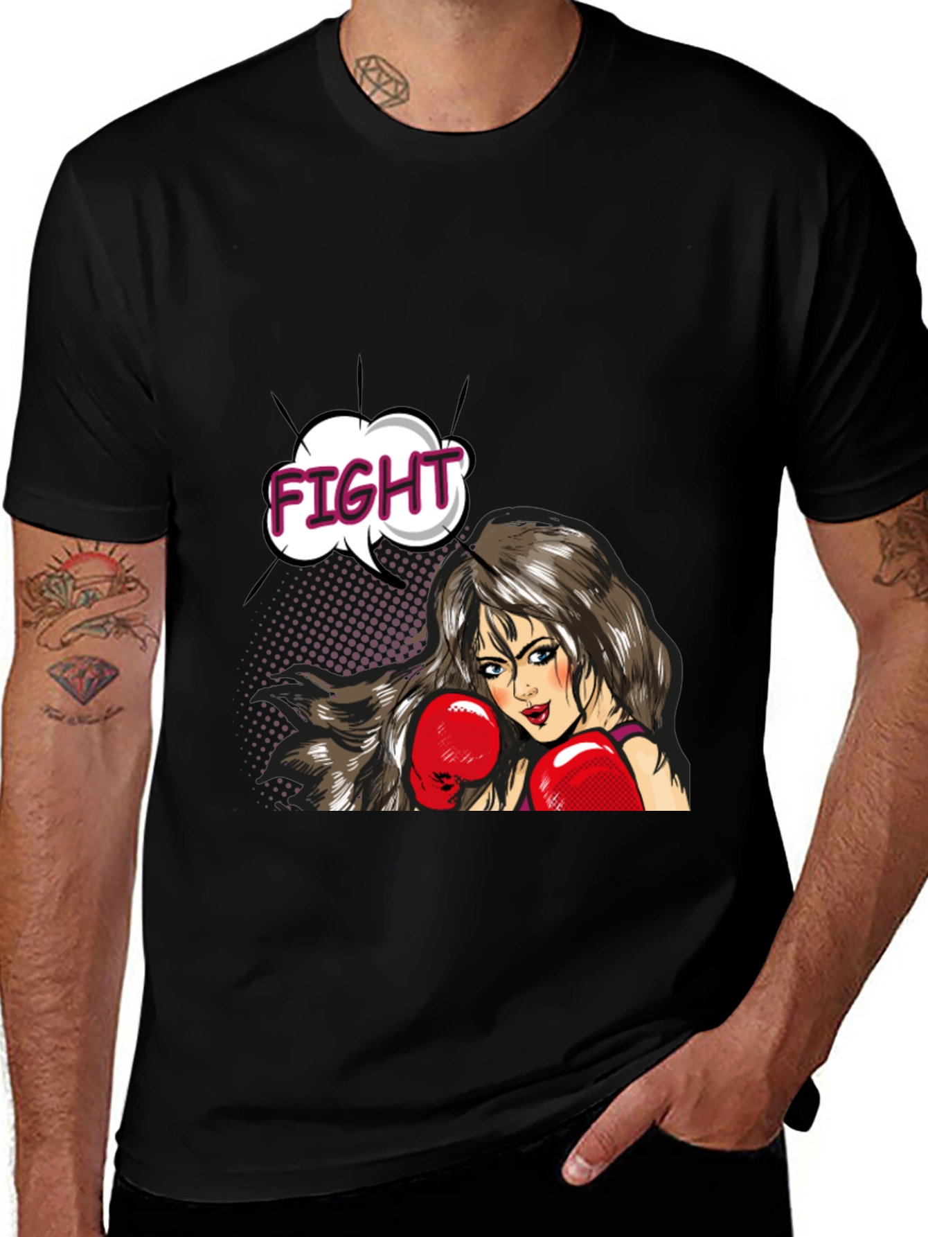 Fight Girl Graphic Tee - Stylish Comic Book T-Shirt