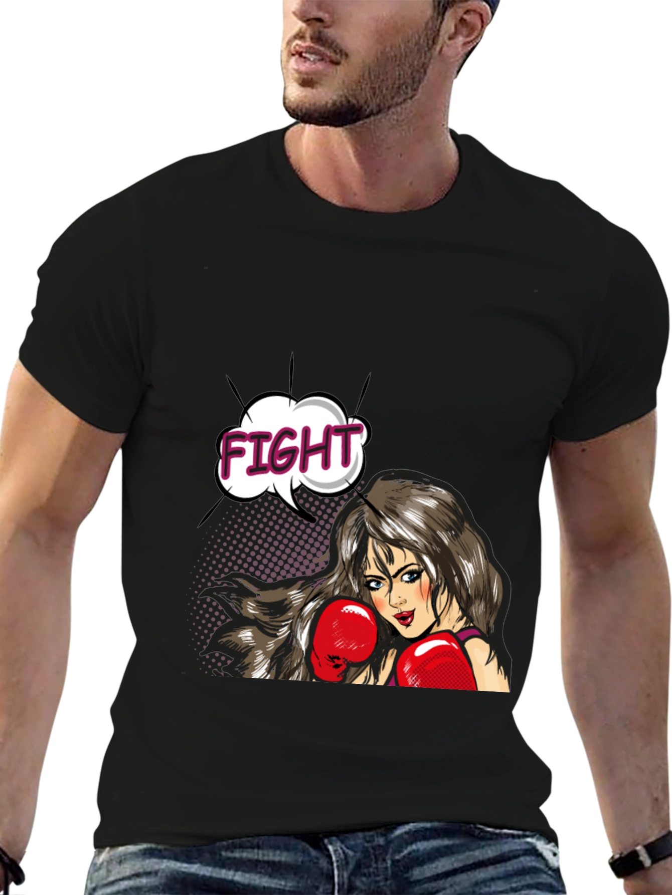Fight Girl Graphic Tee - Stylish Comic Book T-Shirt