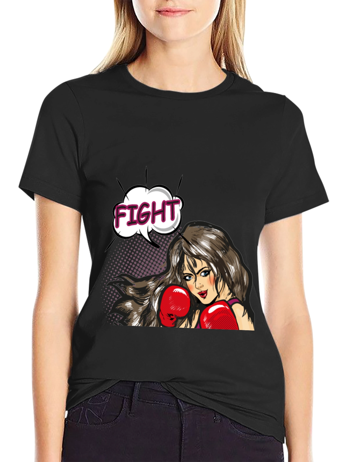 Fight Girl Graphic Tee - Stylish Comic Book T-Shirt