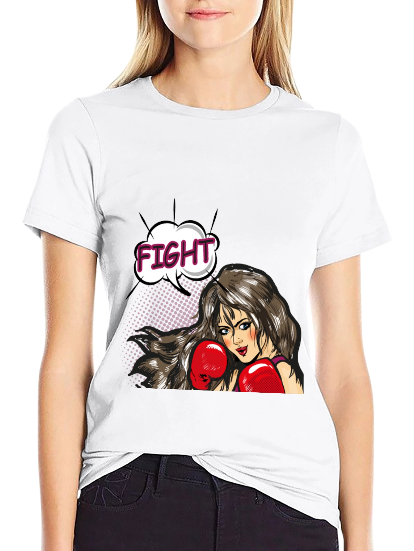 Fight Girl Graphic Tee - Stylish Comic Book T-Shirt