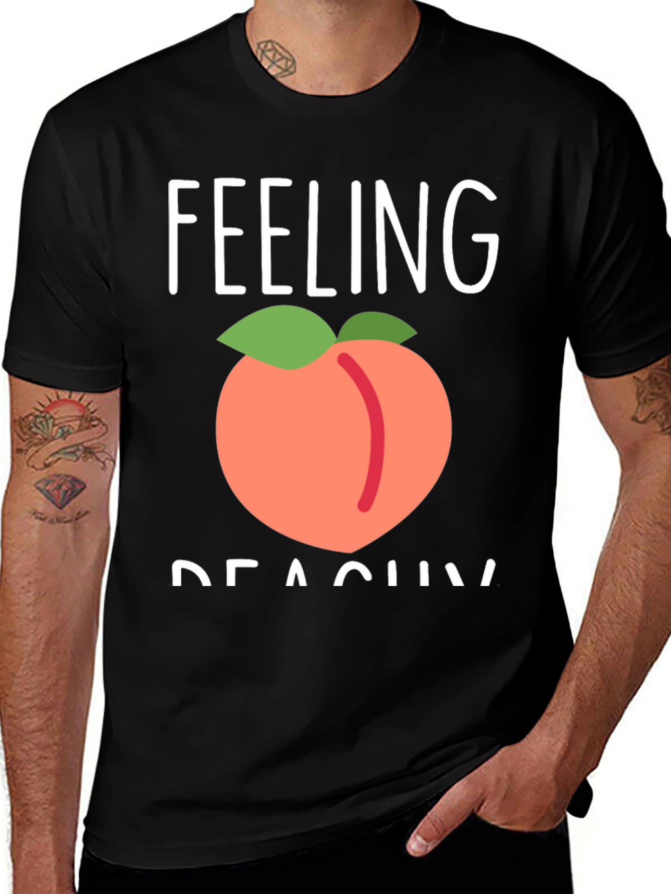 Feeling Peachy Graphic Tee - Casual Black T-Shirt