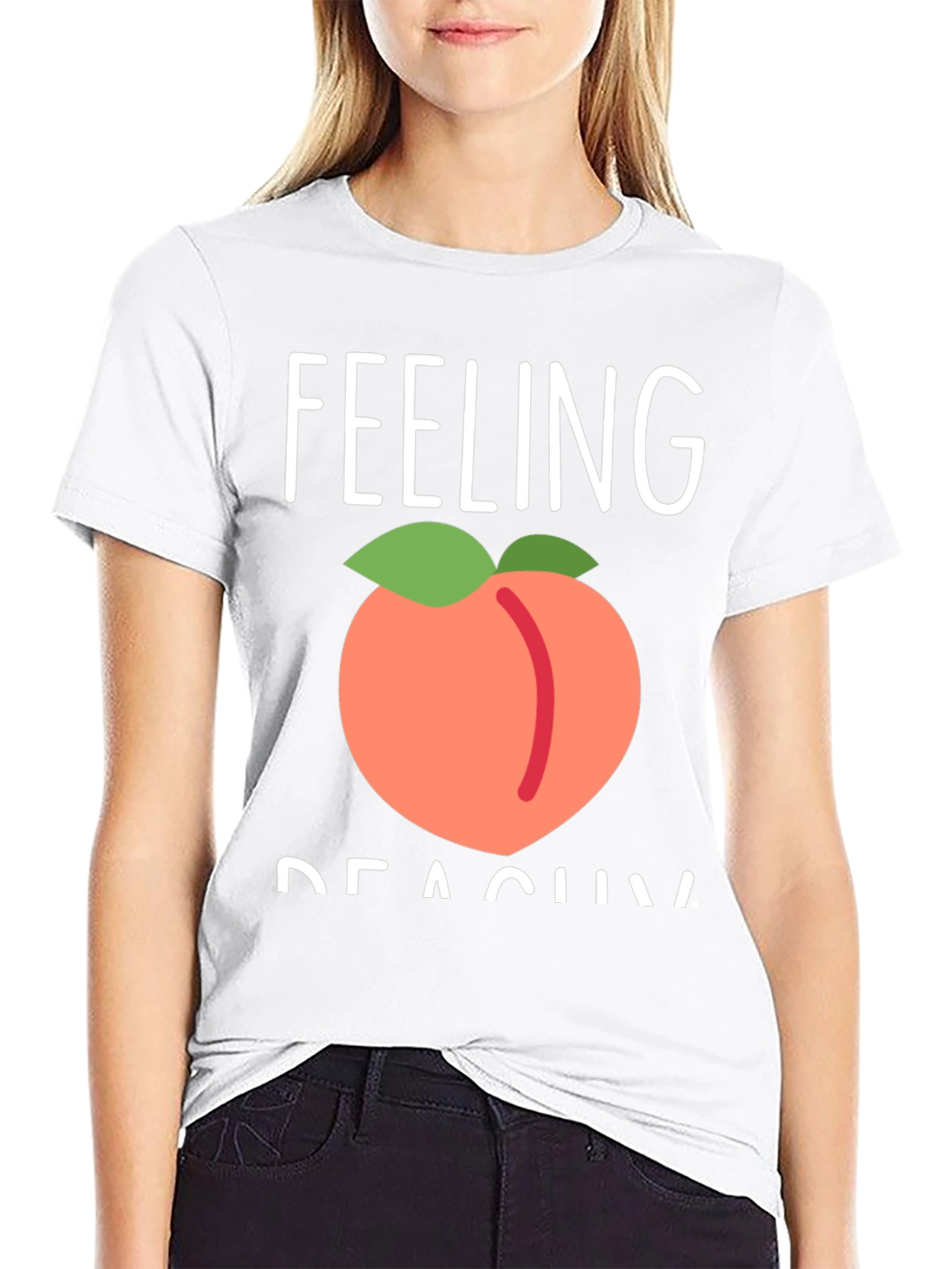 Feeling Peachy Graphic Tee - Casual Black T-Shirt