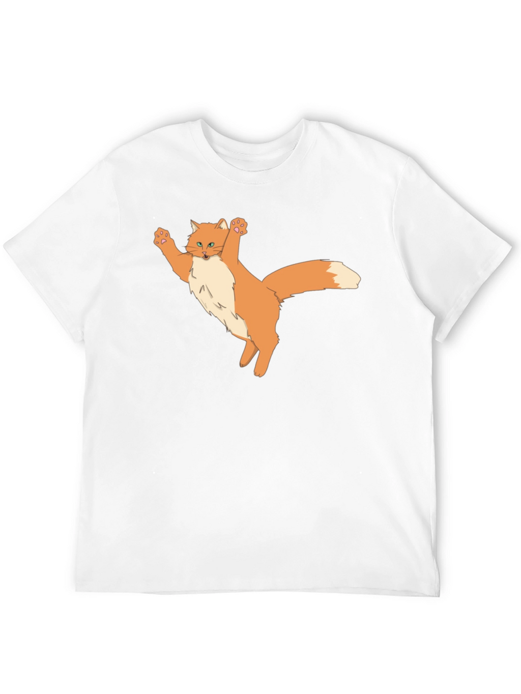 Black T-Shirt with Cartoon Cat Design