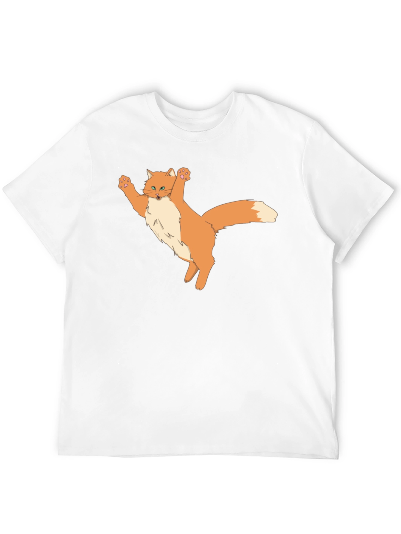 Black T-Shirt with Cartoon Cat Design