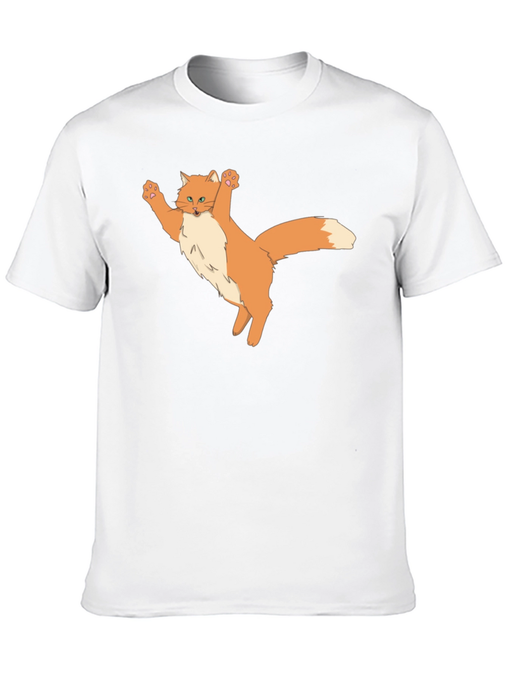 Black T-Shirt with Cartoon Cat Design