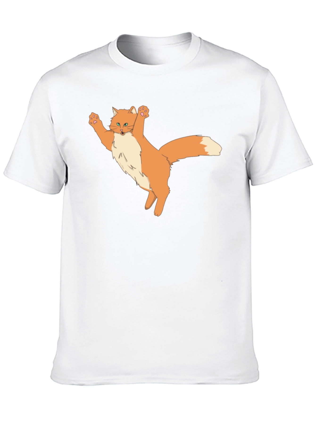 Black T-Shirt with Cartoon Cat Design