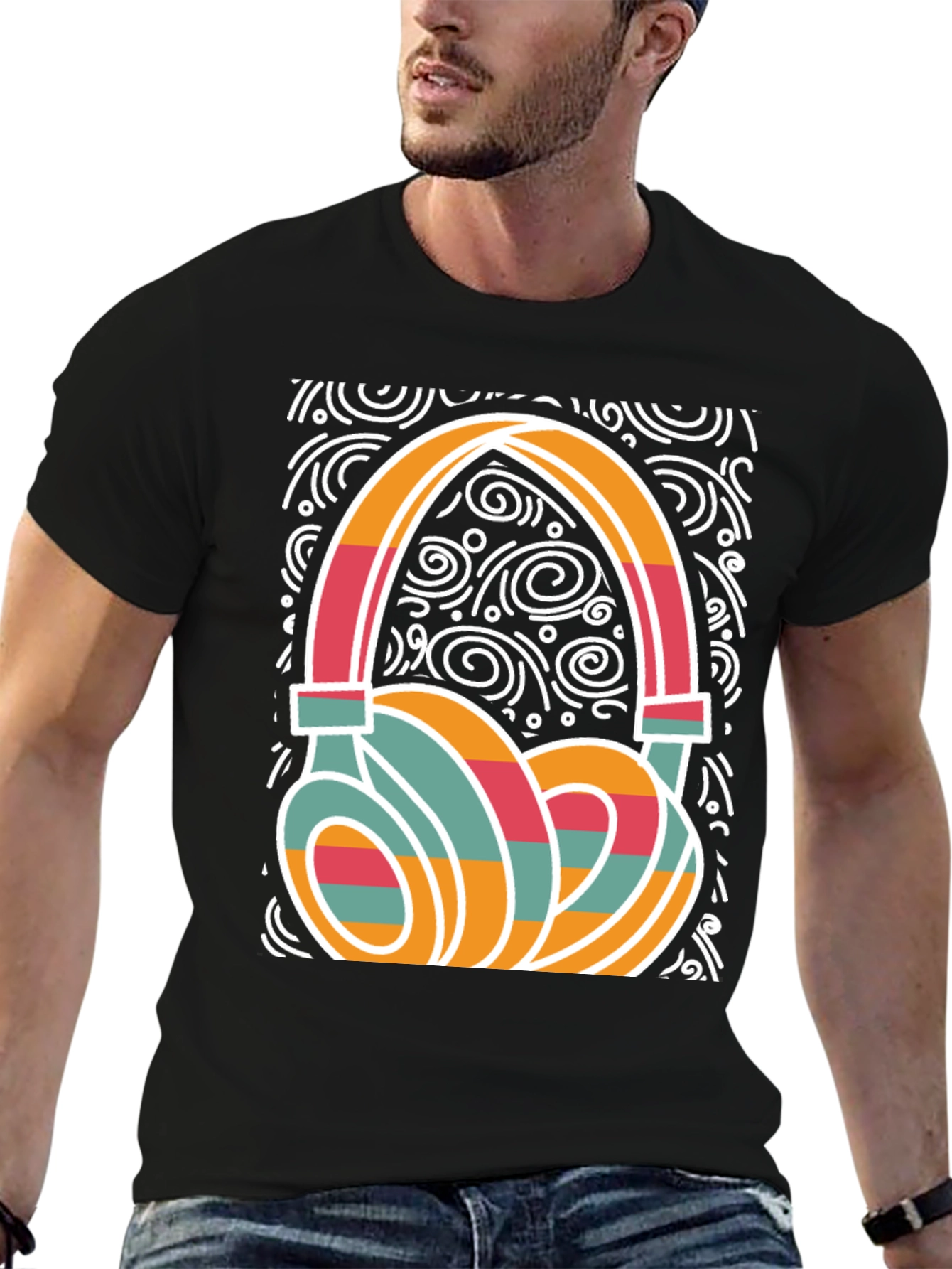 Retro Headphone Graphic Tee - Stylish Music Lover Shirt