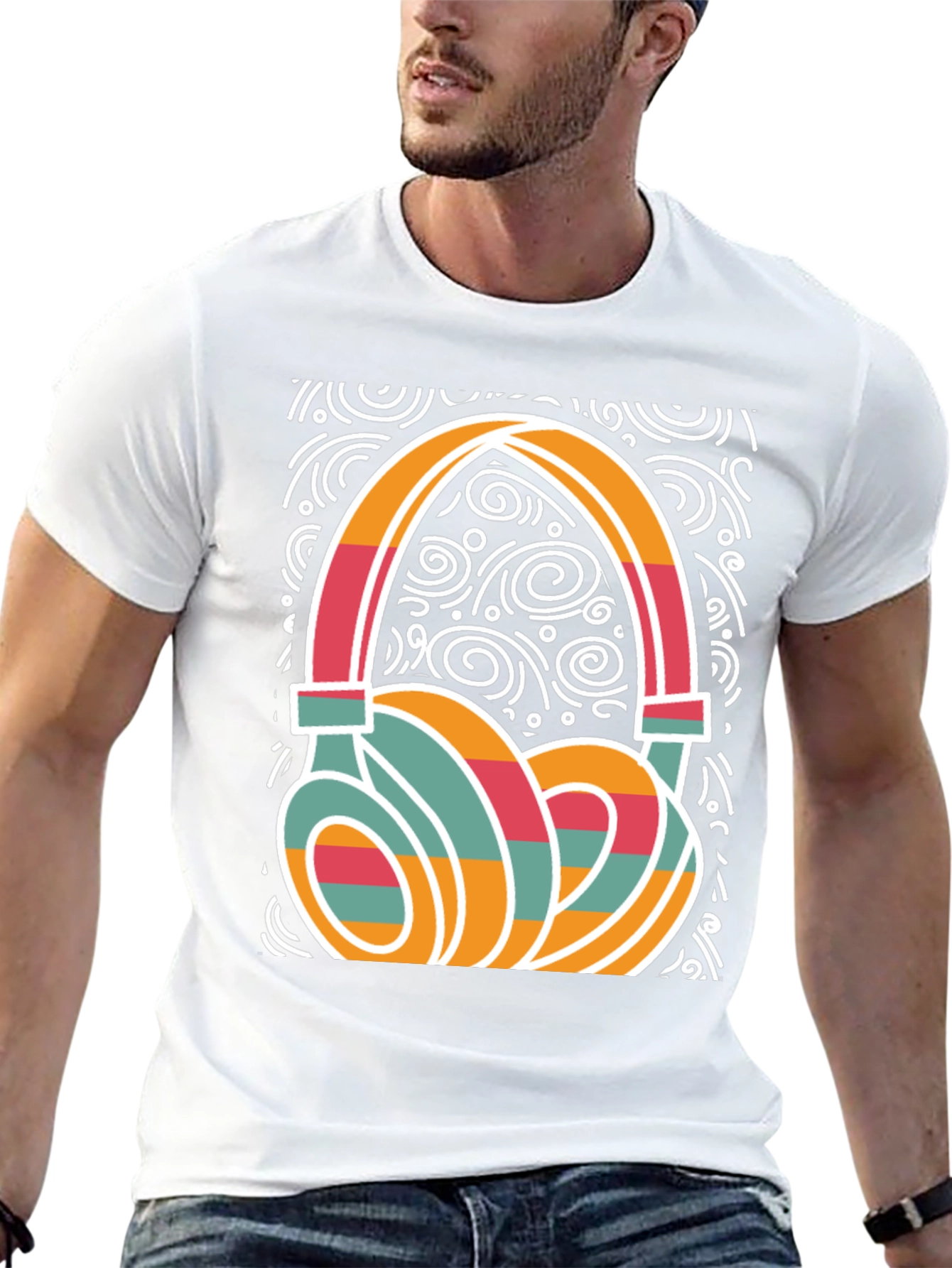 Retro Headphone Graphic Tee - Stylish Music Lover Shirt