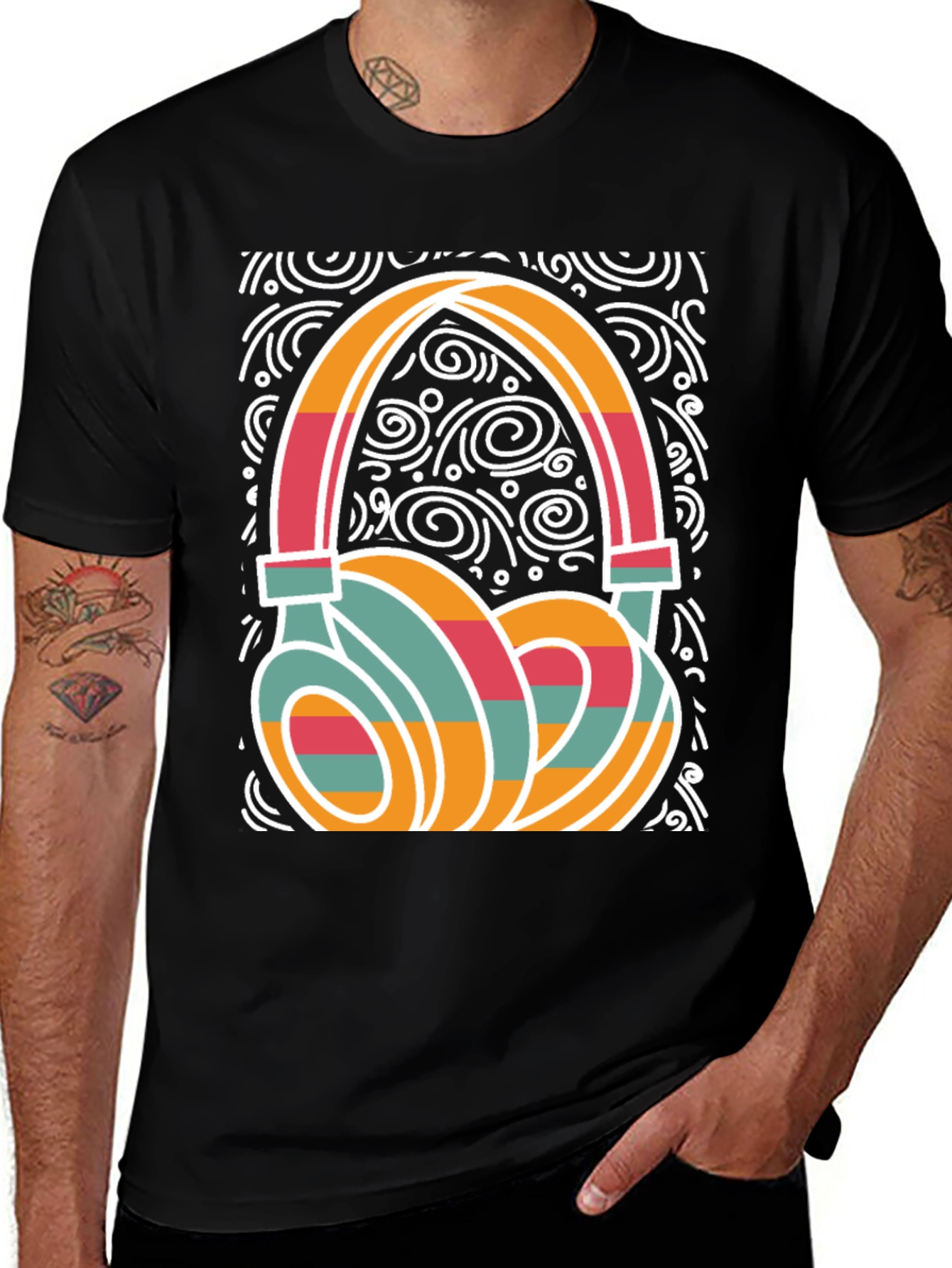 Retro Headphone Graphic Tee - Stylish Music Lover Shirt