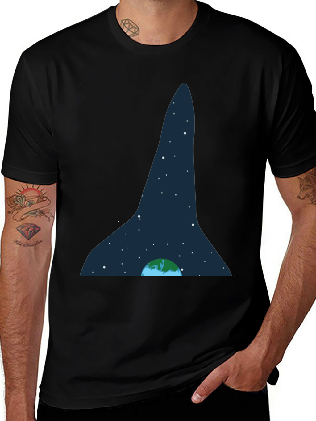 Earth and Stars Graphic Tee - Black
