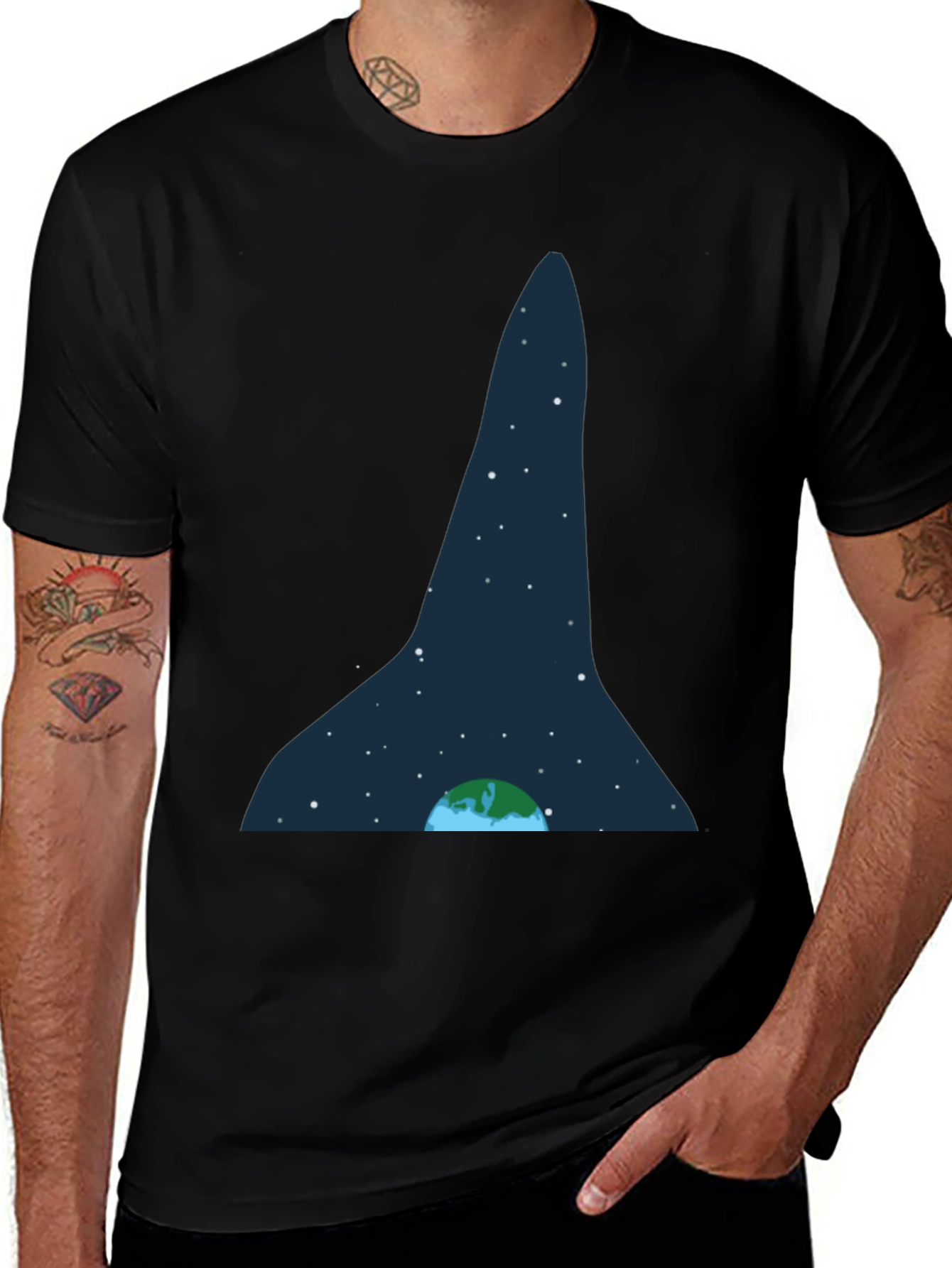 Earth and Stars Graphic Tee - Black