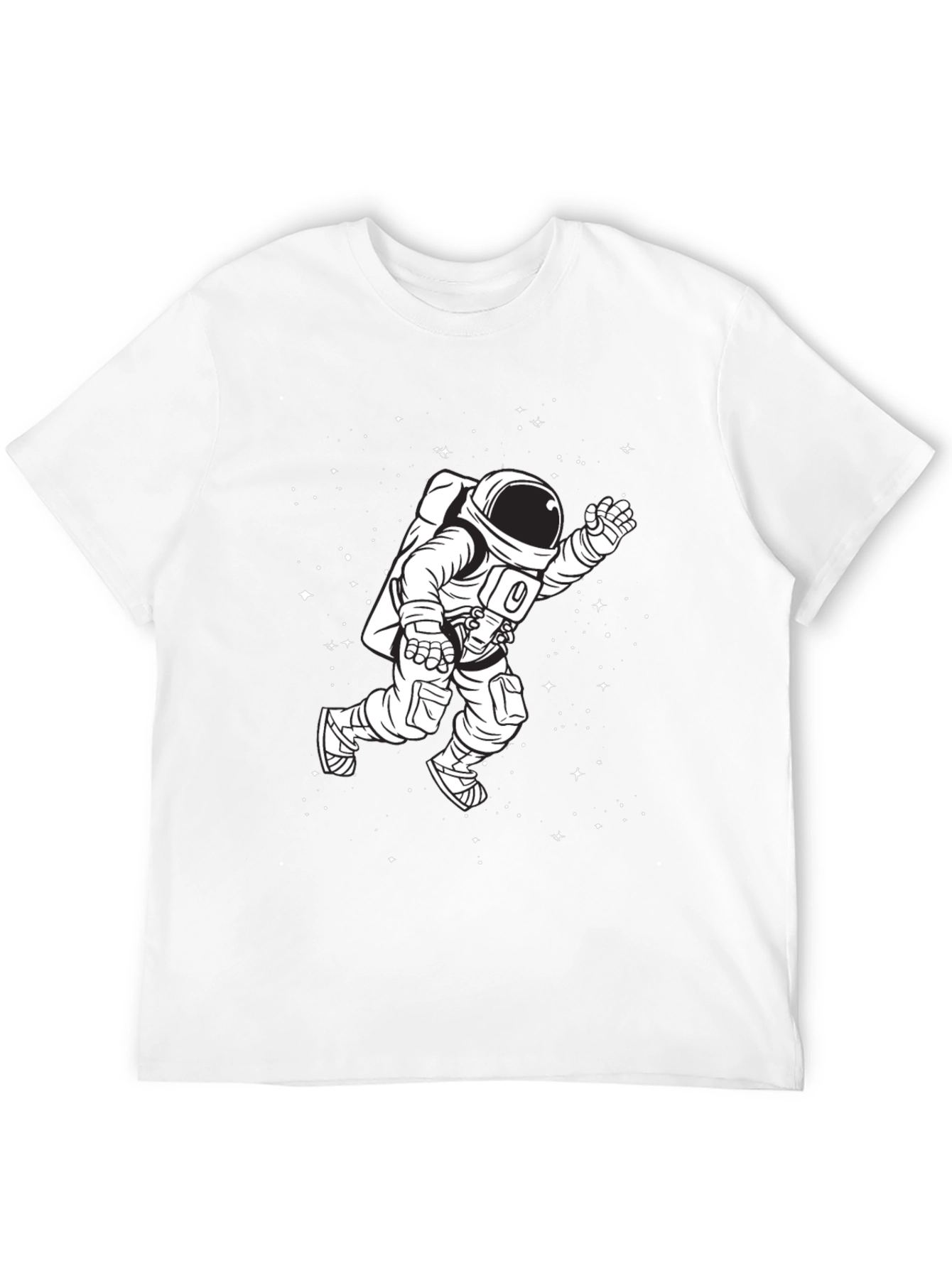 Astronaut in Space Graphic Tee - Black Cotton T-Shirt