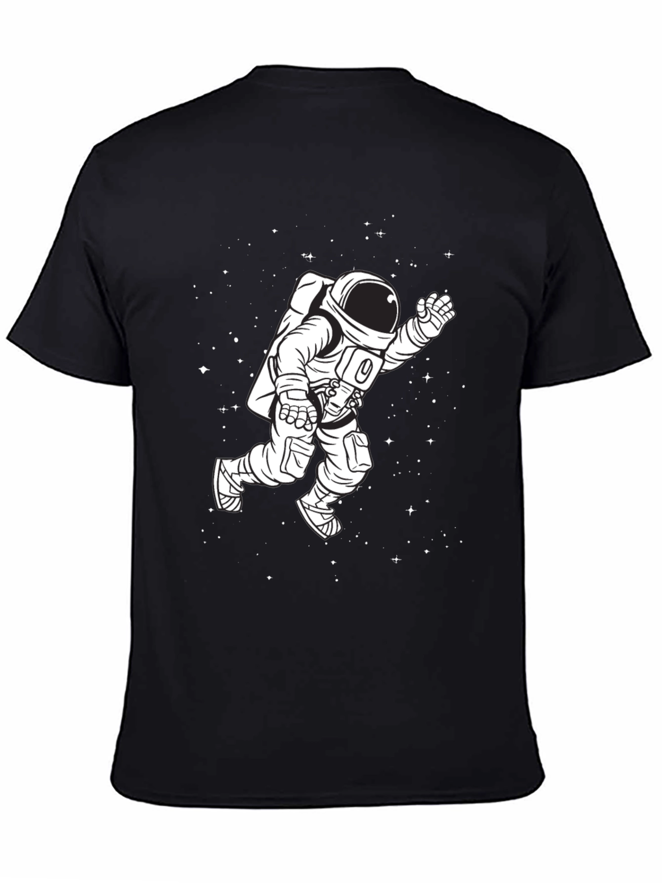 Astronaut in Space Graphic Tee - Black Cotton T-Shirt